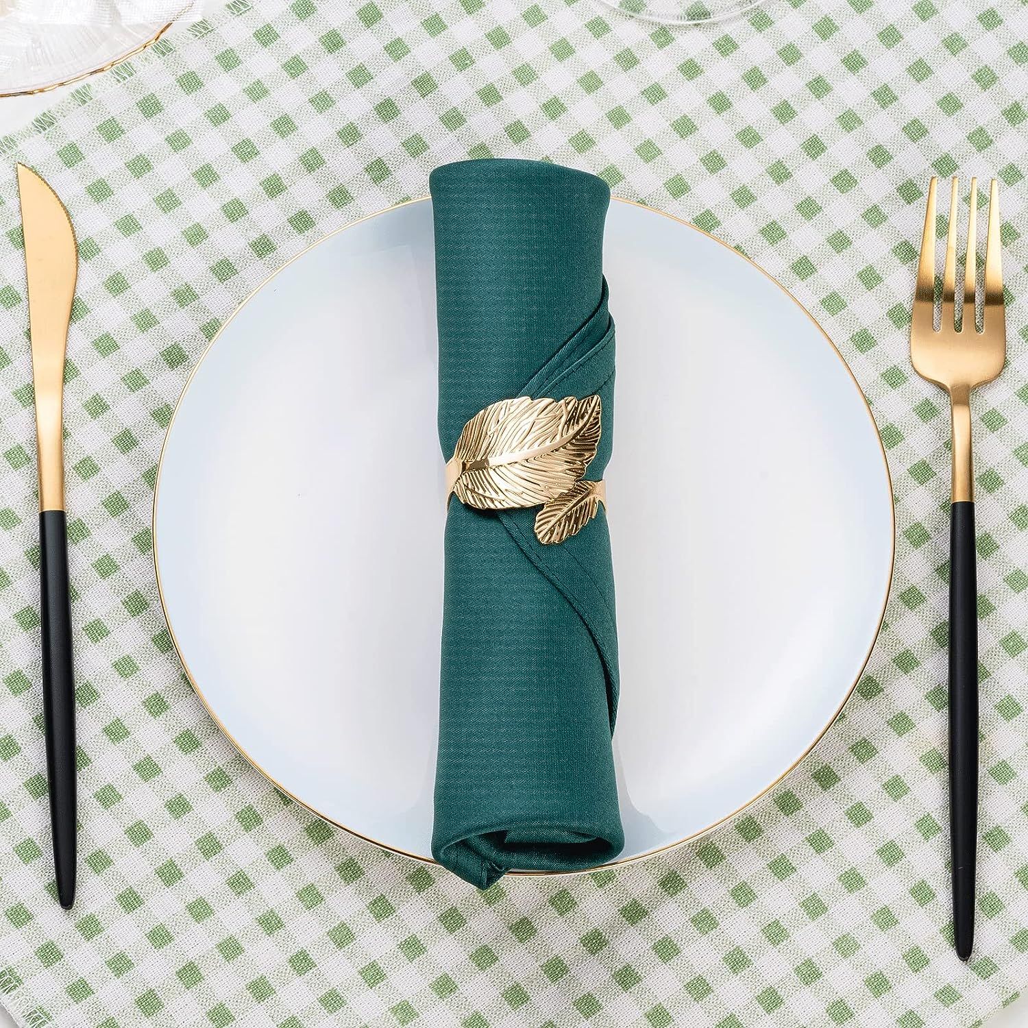 Gold Leaf Napkin Rings Set of 8 view 3