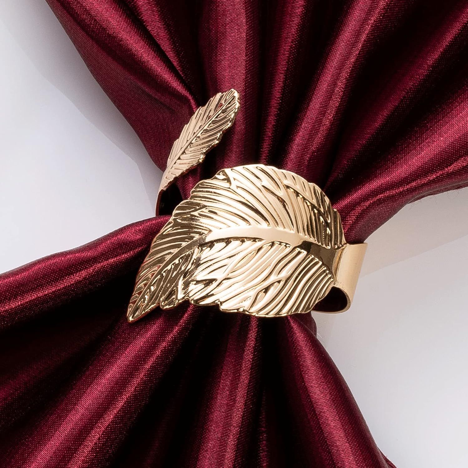 Gold Leaf Napkin Rings Set of 8 view 4
