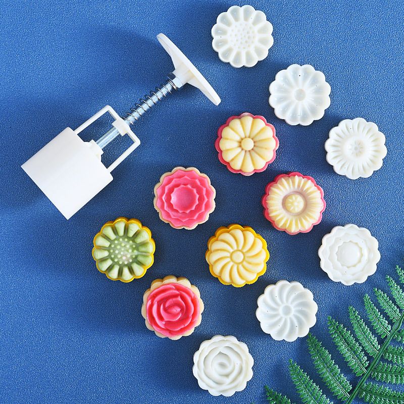 Pink Chinese flower moon cake press mold — image 1