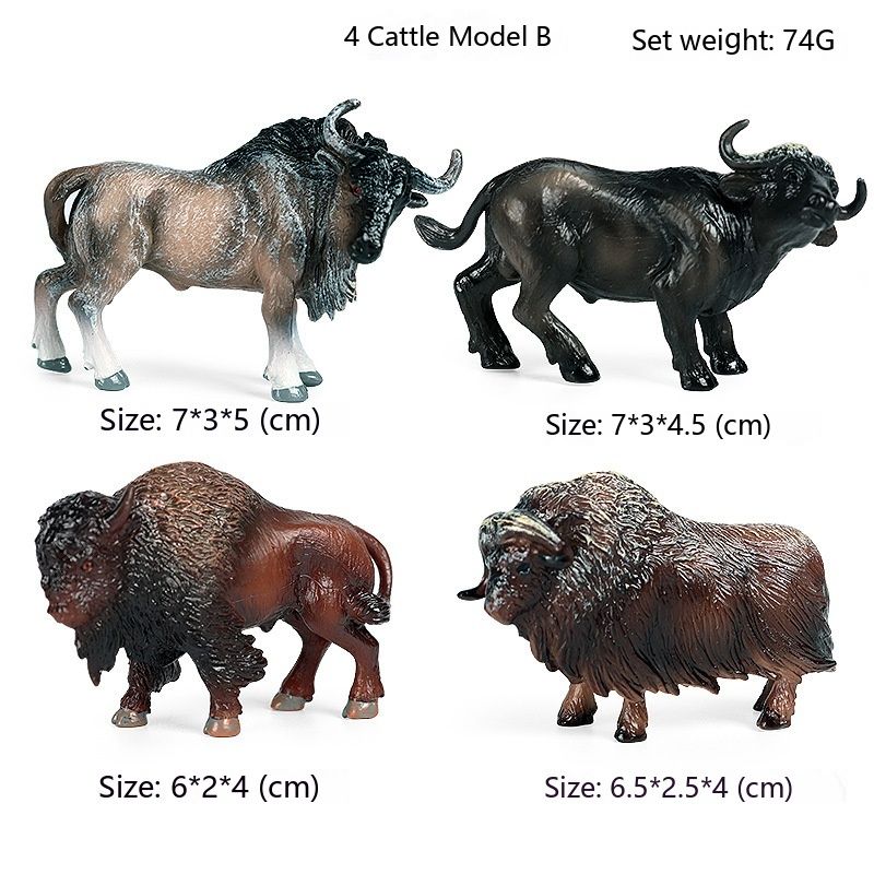 4Pcs Miniature Cattle Figurines Set Animal Animal Figures Cow Toys Bull Toys
