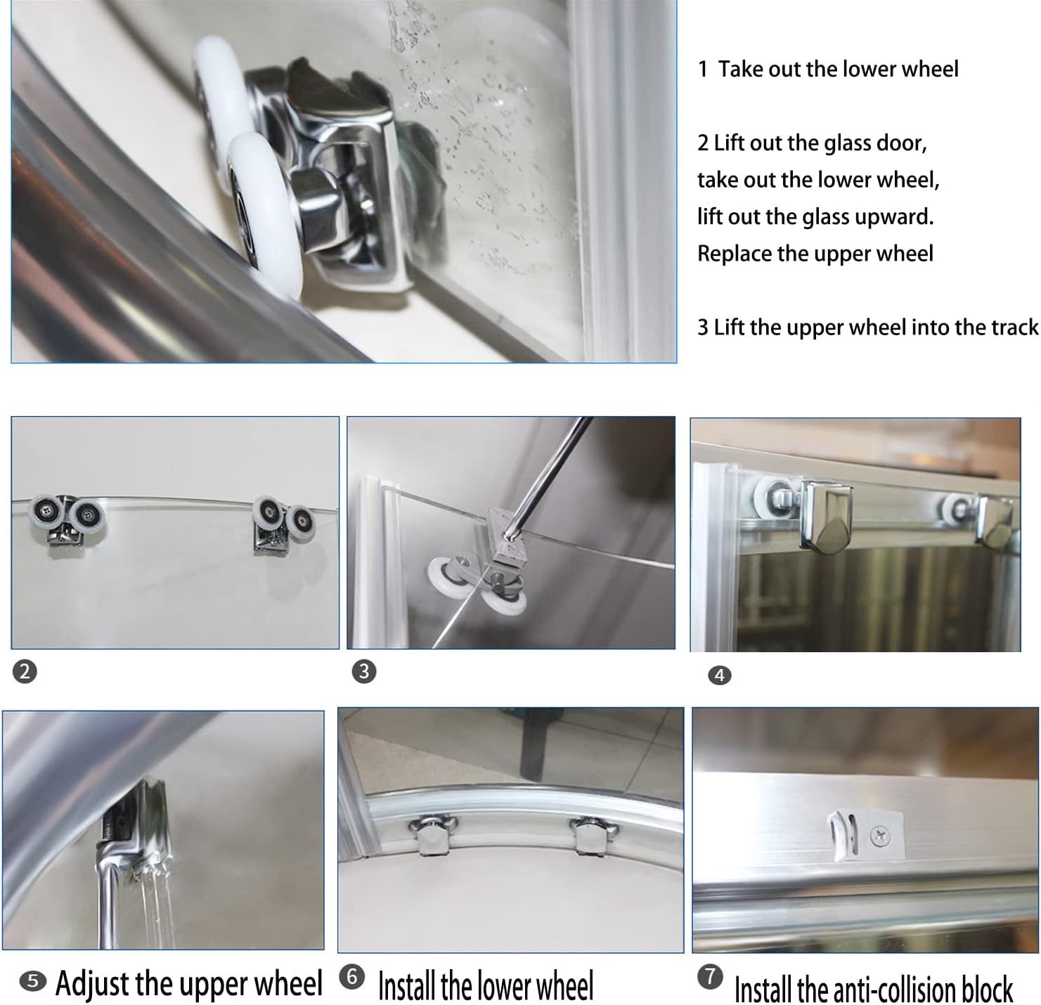 4PCS Shower Door Rollers 23mm Sliding Shower Doors Wheels view 4