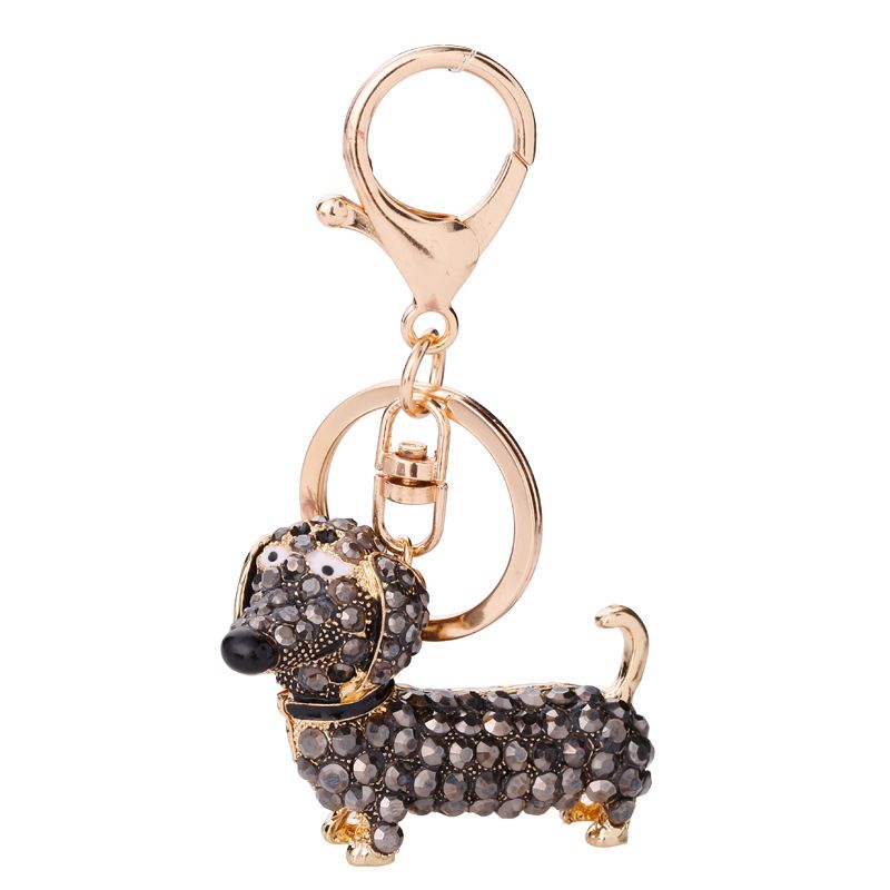 Dog Dachshund Keychain Handbag Purse Pendant Car Holder Key Ring Jewelry