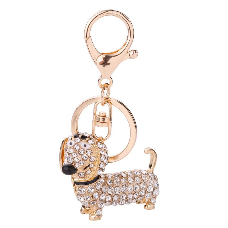 Dog Dachshund Keychain Handbag Purse Pendant Car Holder Key Ring Jewelry view 2