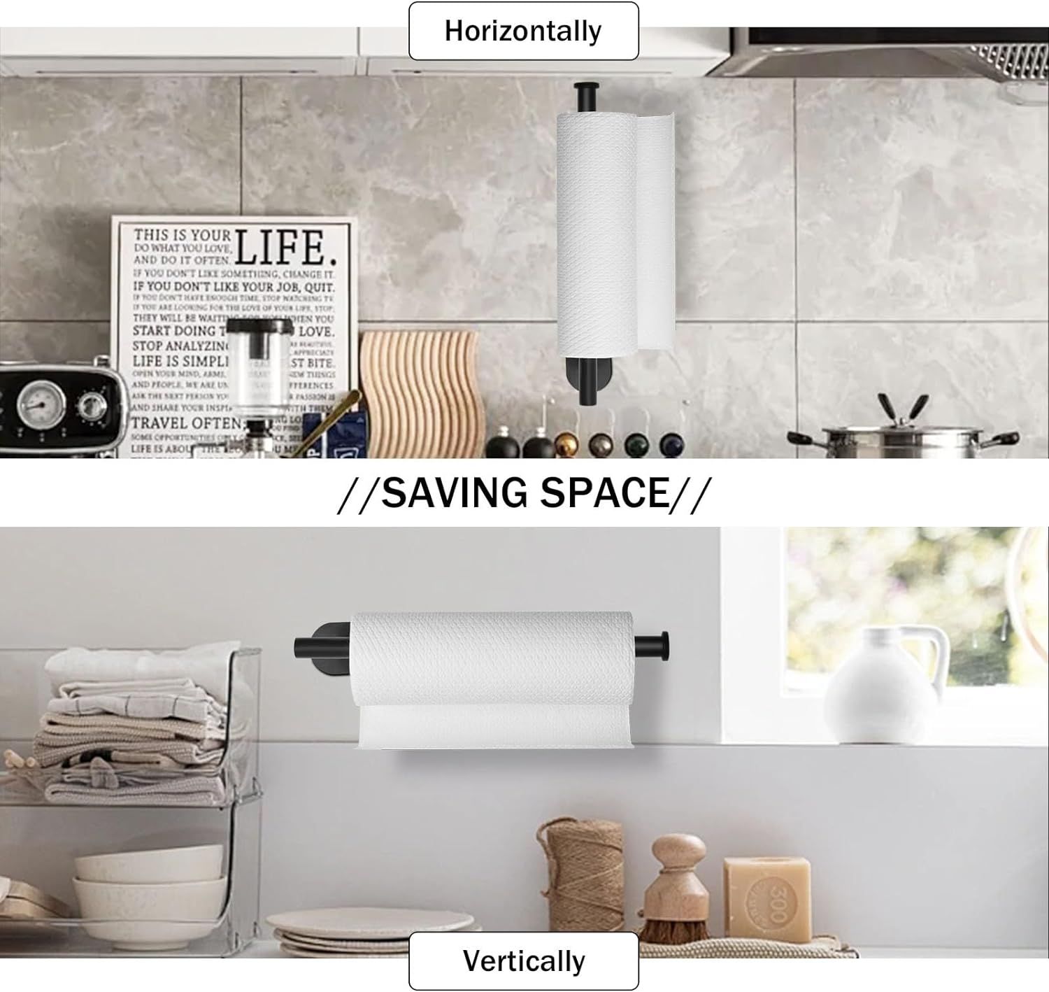 Paper Towel Holder Under Kitchen Cabinet - Self Adhesive or Drilling Paper view 2