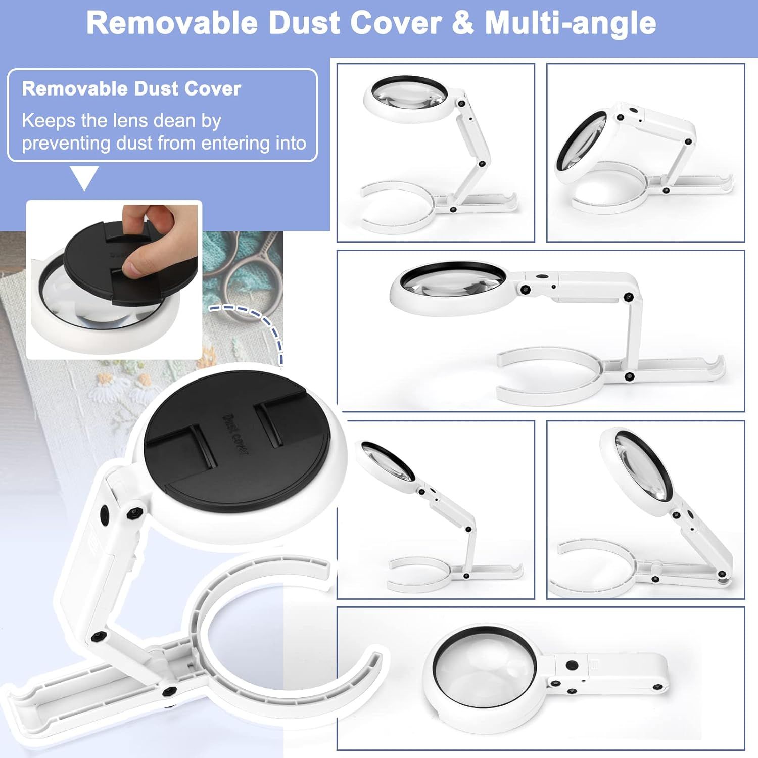 22X 10X Magnifying Glass with Light and Stand view 2