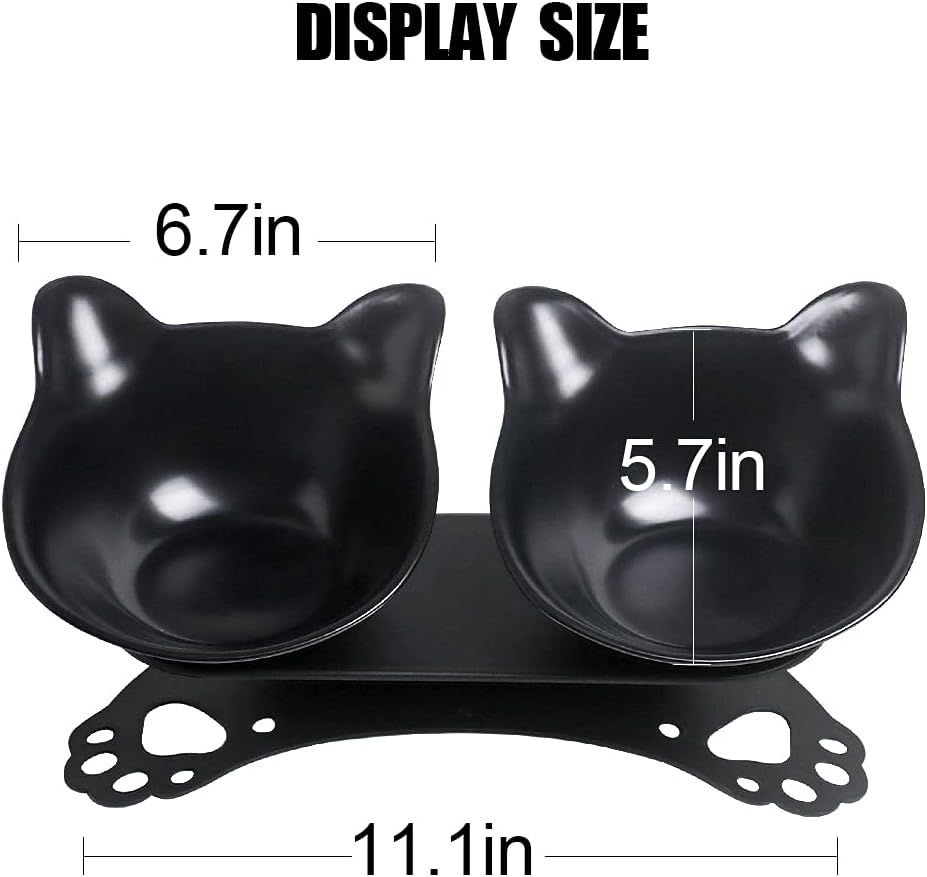 Elevated Cat Bowls,Double Cat Dog Bowls,15°Tilted Raised Cat Bowls,Cat Food