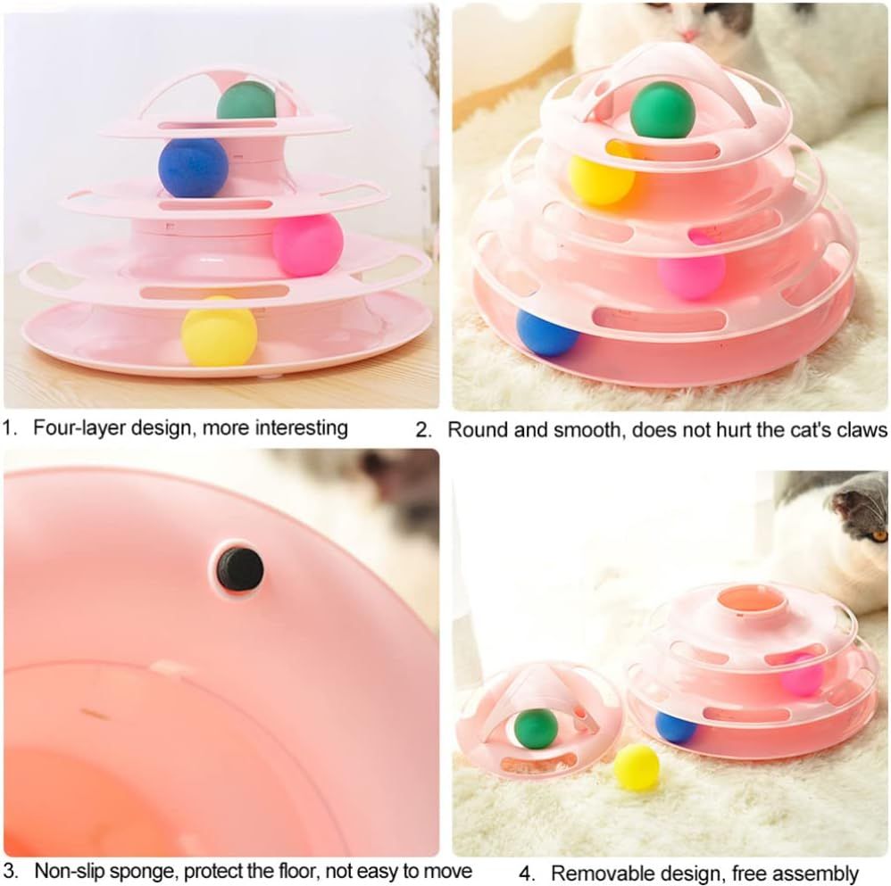Cat Toy Four Layer Turntable Feather Teaser cat Stick Teaser cat Toy cat view 3