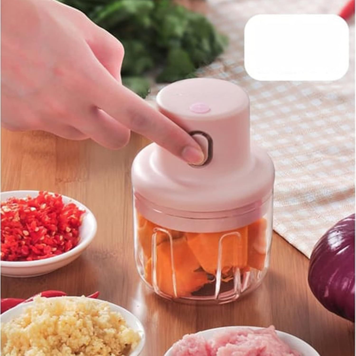 Electric Garlic Chopper, Portable Mini Food Processor, Cordless Food Crusher view 2