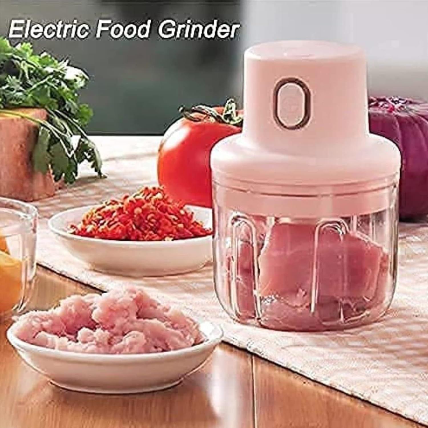 Electric Garlic Chopper, Portable Mini Food Processor, Cordless Food Crusher view 3
