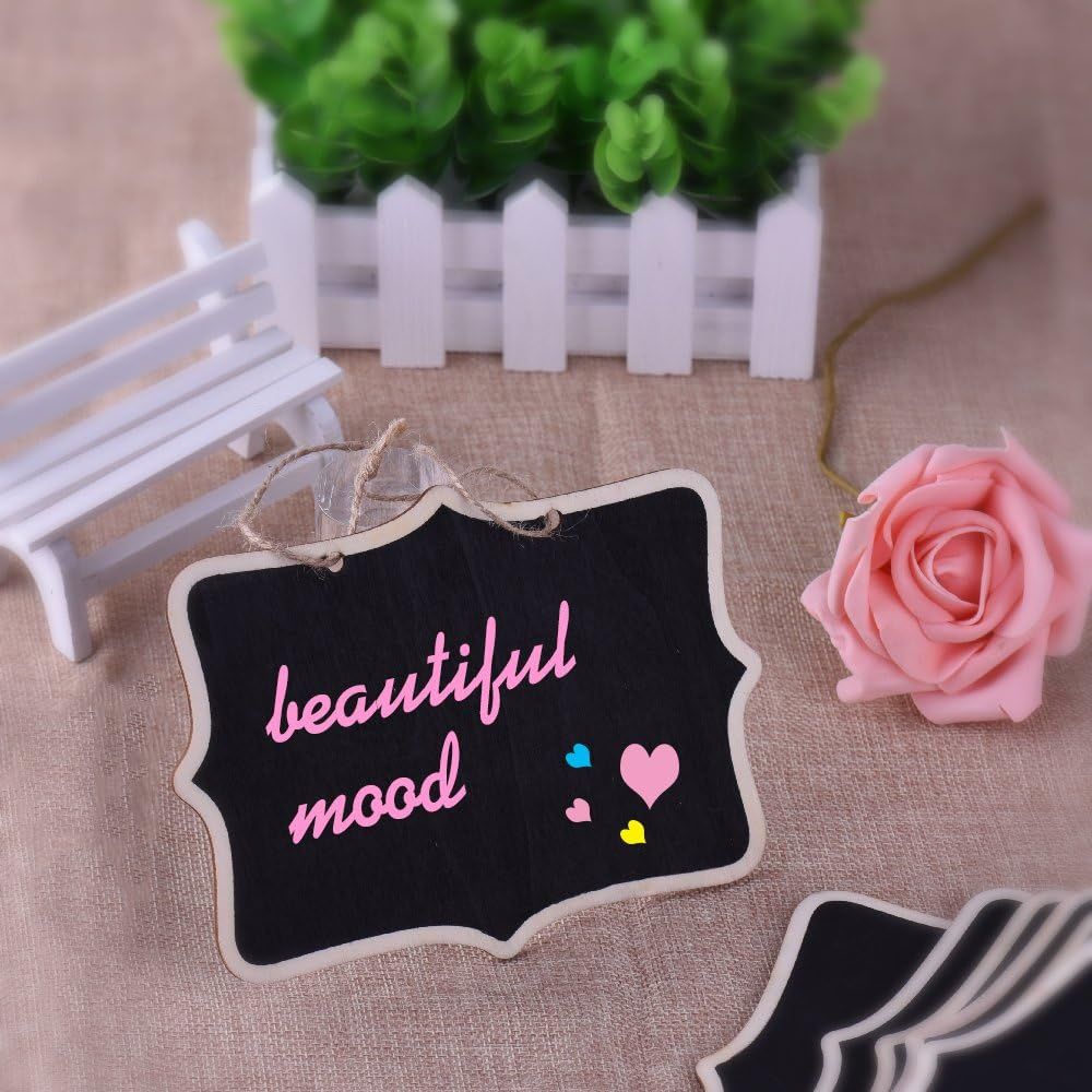 20 Pcs Mini Chalkboards Signs 4.7 X 6.3 Inch Chalkboard Tags Hanging Message view 3