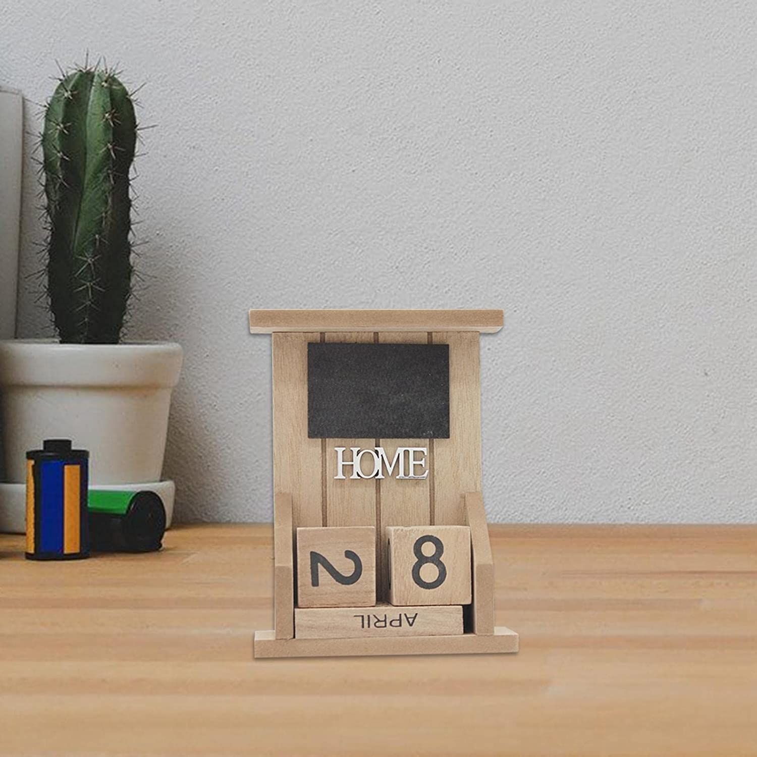Wood Perpetual Calendar Wooden Calendar Blocks Desktop Perpetual Calendar Desk view 3