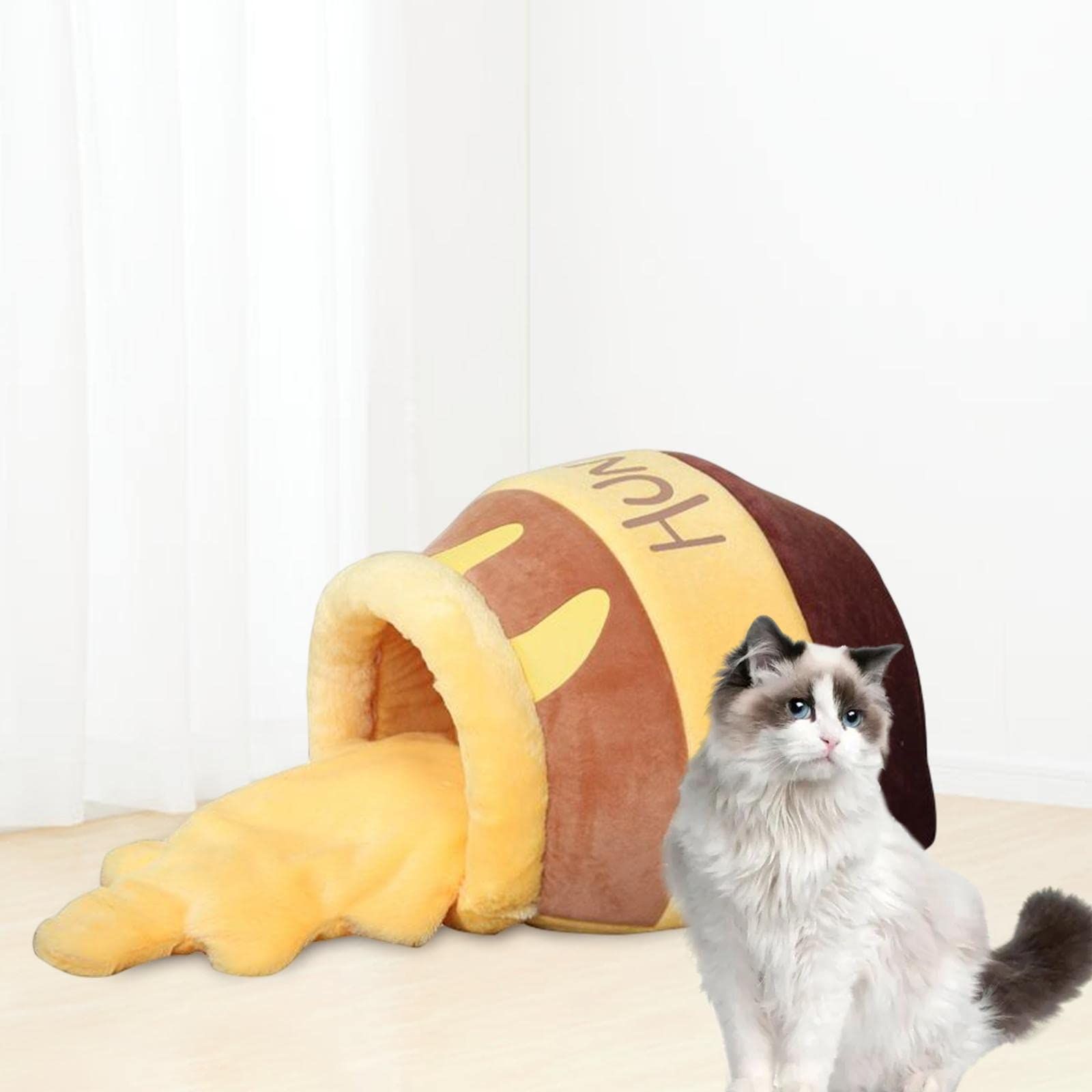 Pot for Indoor Cats Removable Cushion Cozy Cave Cartoon House Small Bed Kitten view 3