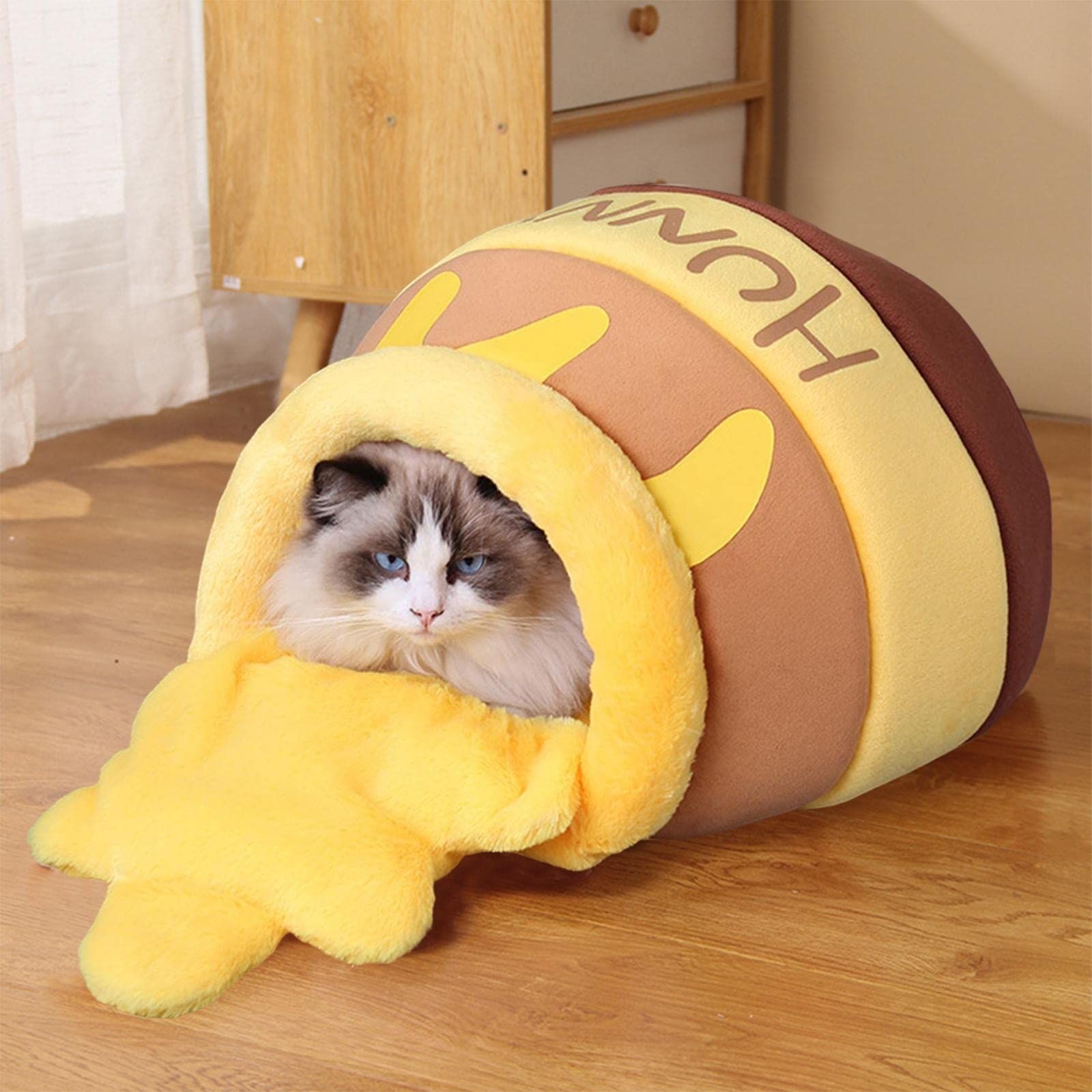 Pot for Indoor Cats Removable Cushion Cozy Cave Cartoon House Small Bed Kitten view 4