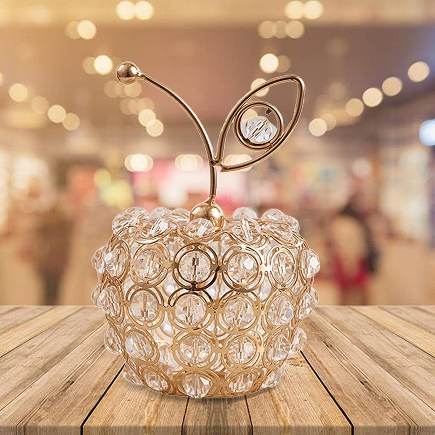 Rhinestone Crystal Pear Apple Statue Adorable Collectible Figurines Decorative view 2