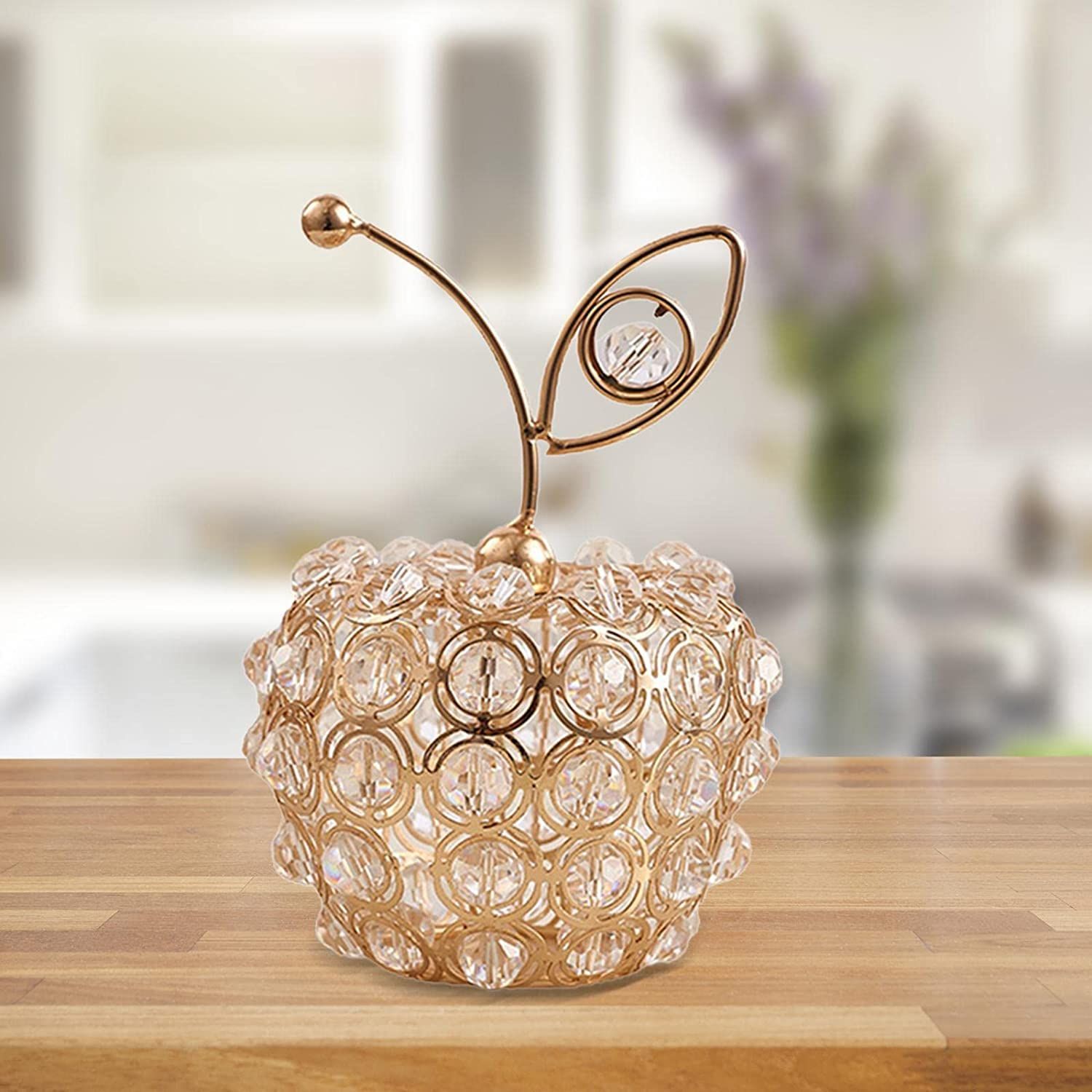 Rhinestone Crystal Pear Apple Statue Adorable Collectible Figurines Decorative view 4