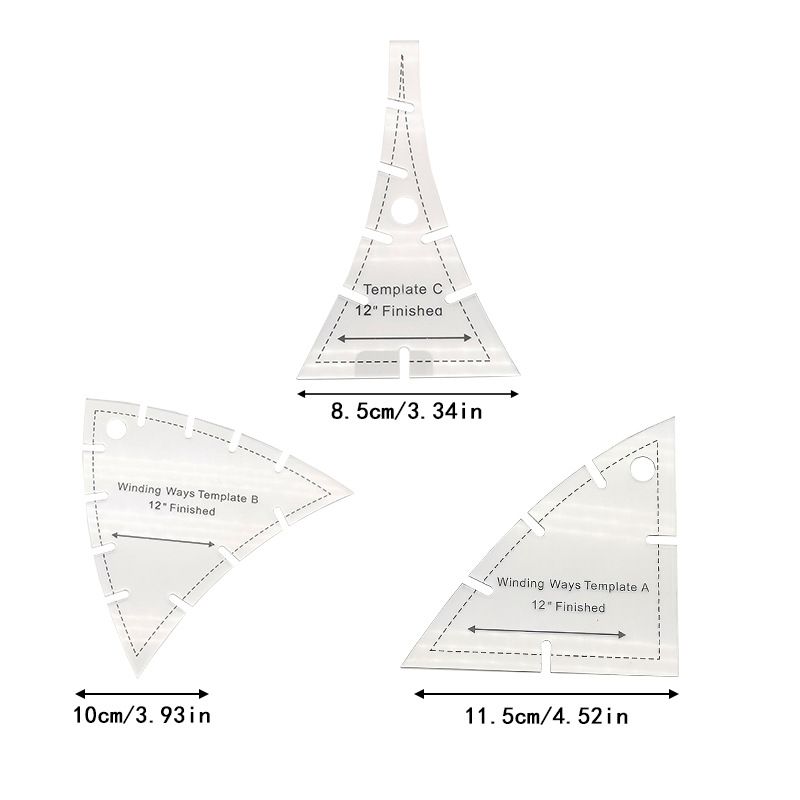 Set of 3 Patchwork Rulers Acrylic Quilting Ruler Sets for Patchwork Fabric view 3