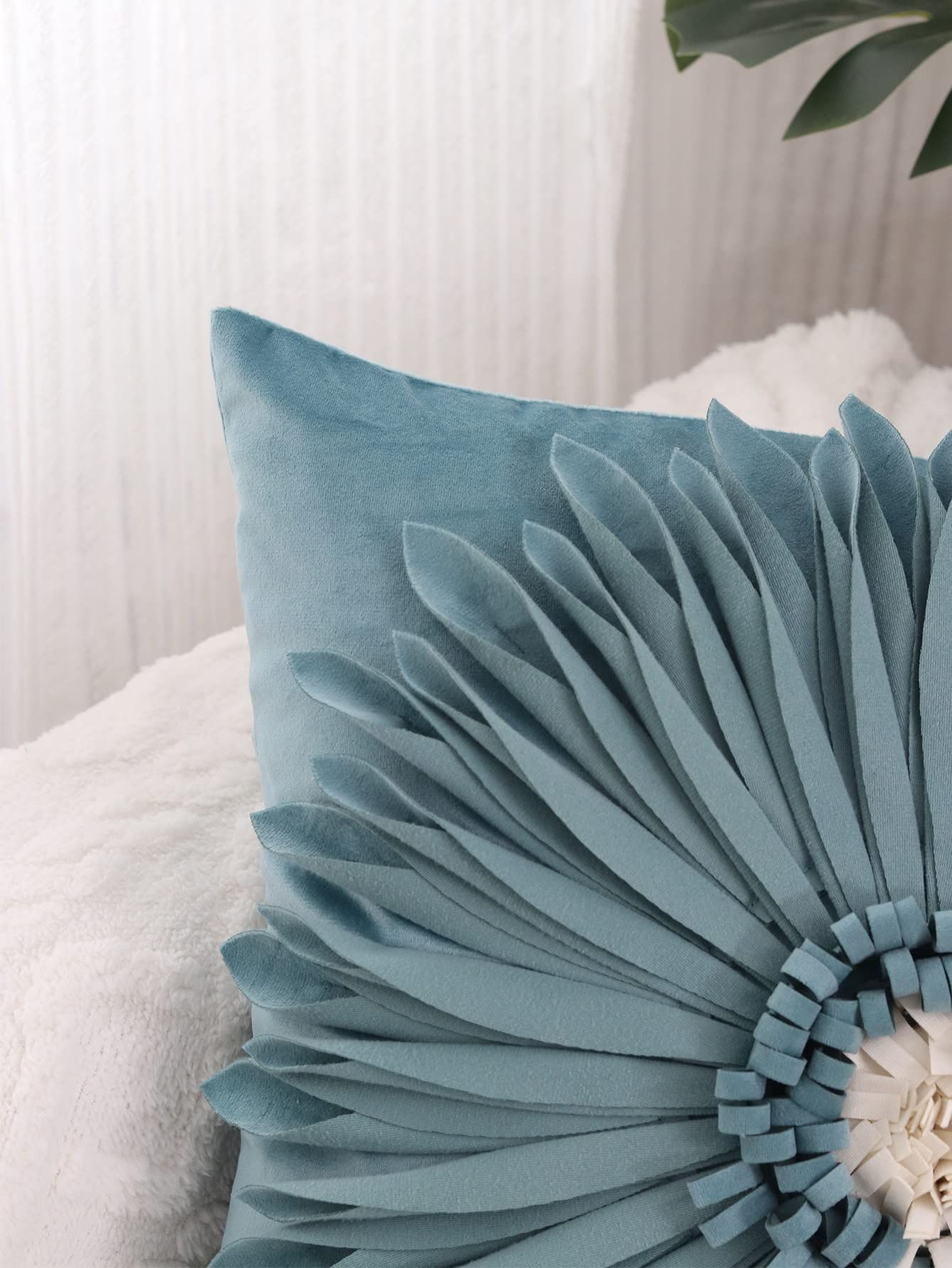 3D Flower Decor Throw Pillow Covers Pillowcases Cushion Covers for Home Bed view 2