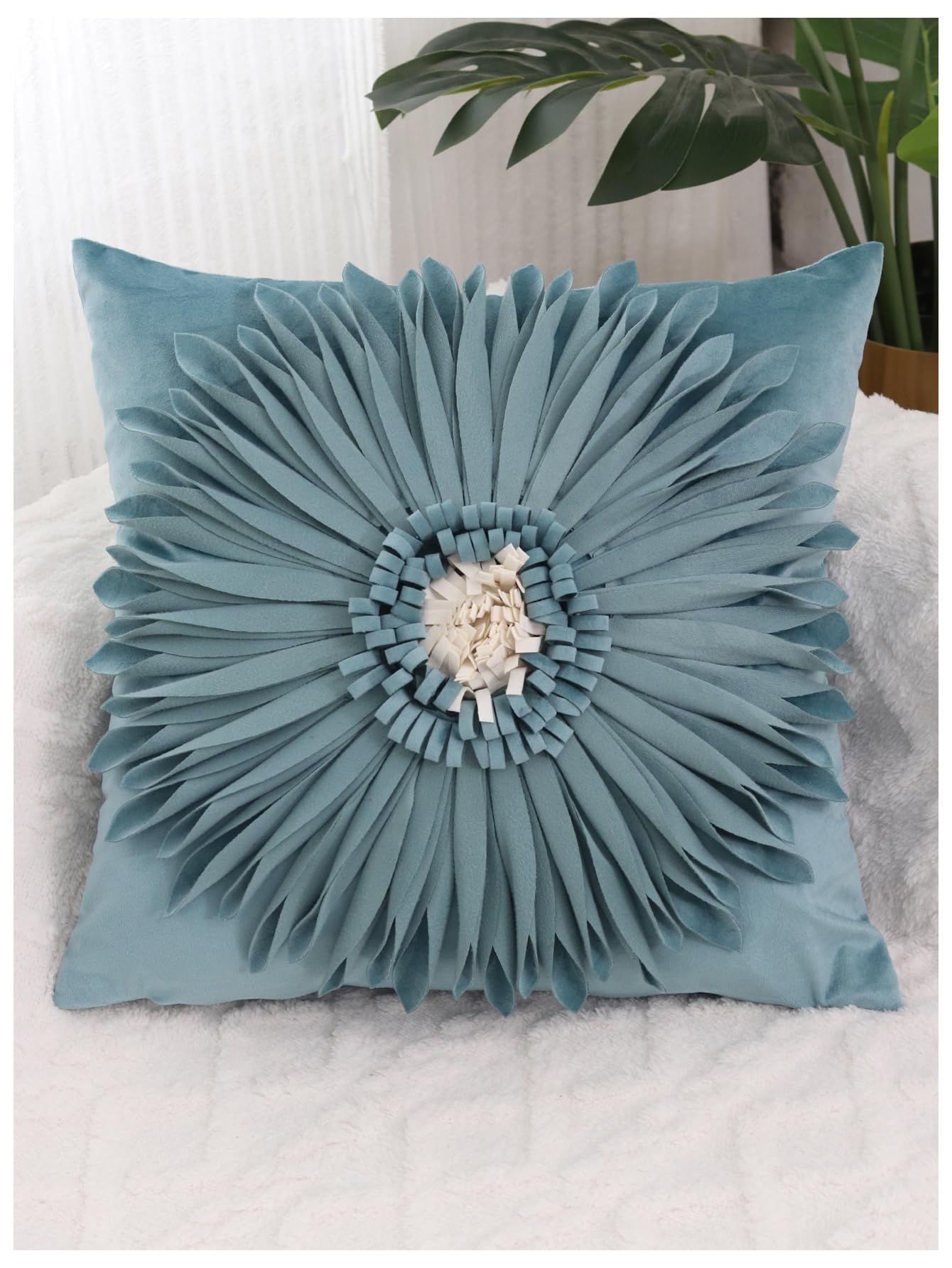 3D Flower Decor Throw Pillow Covers Pillowcases Cushion Covers for Home Bed view 4