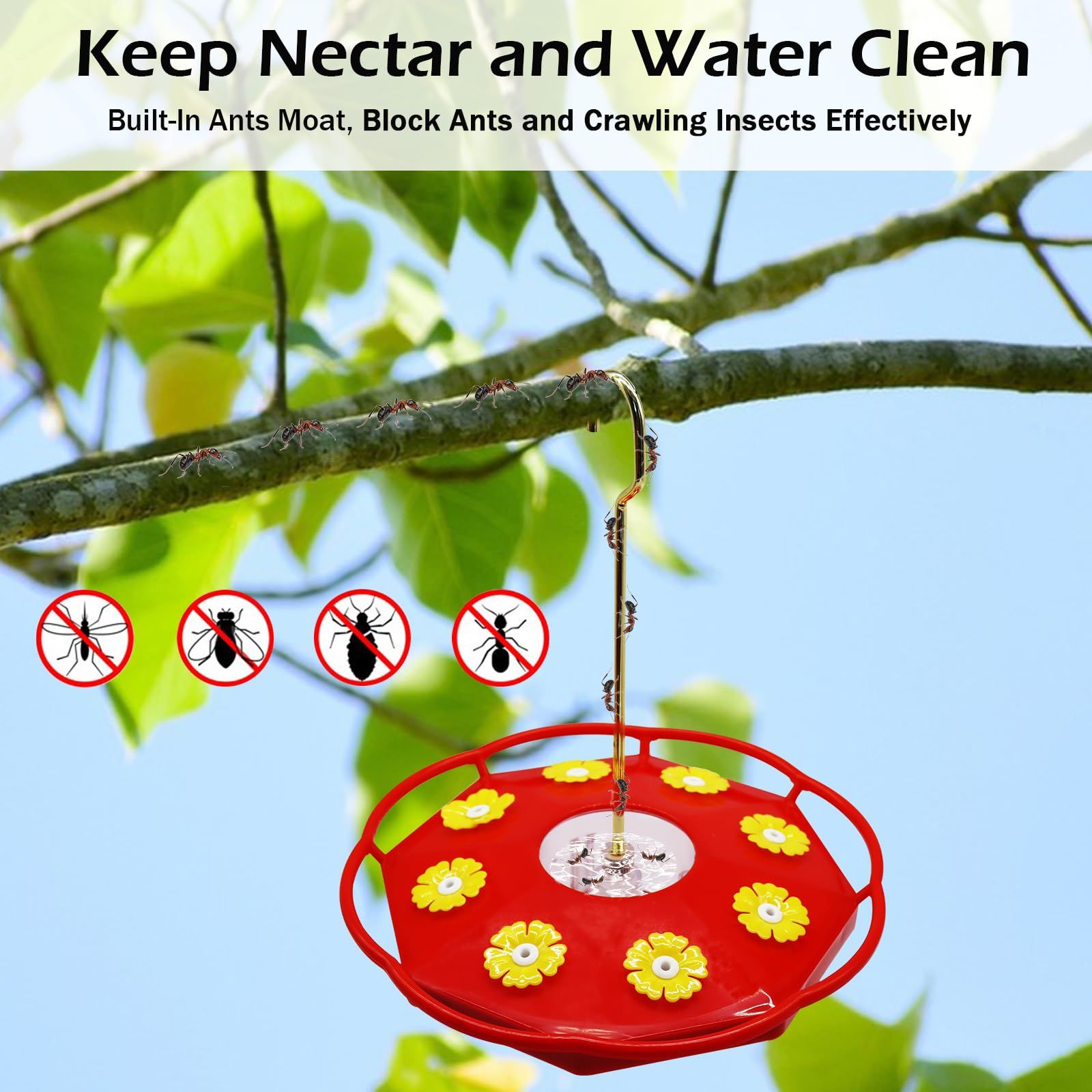 Hummingbird Feeders for Outdoors Hanging - Hummingbird Feeder with 8 Feeding view 4