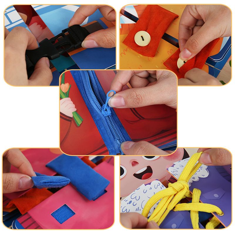Early Educational with Clothes Buckle Zipper Tie Shoes Life Skills Montessori view 2