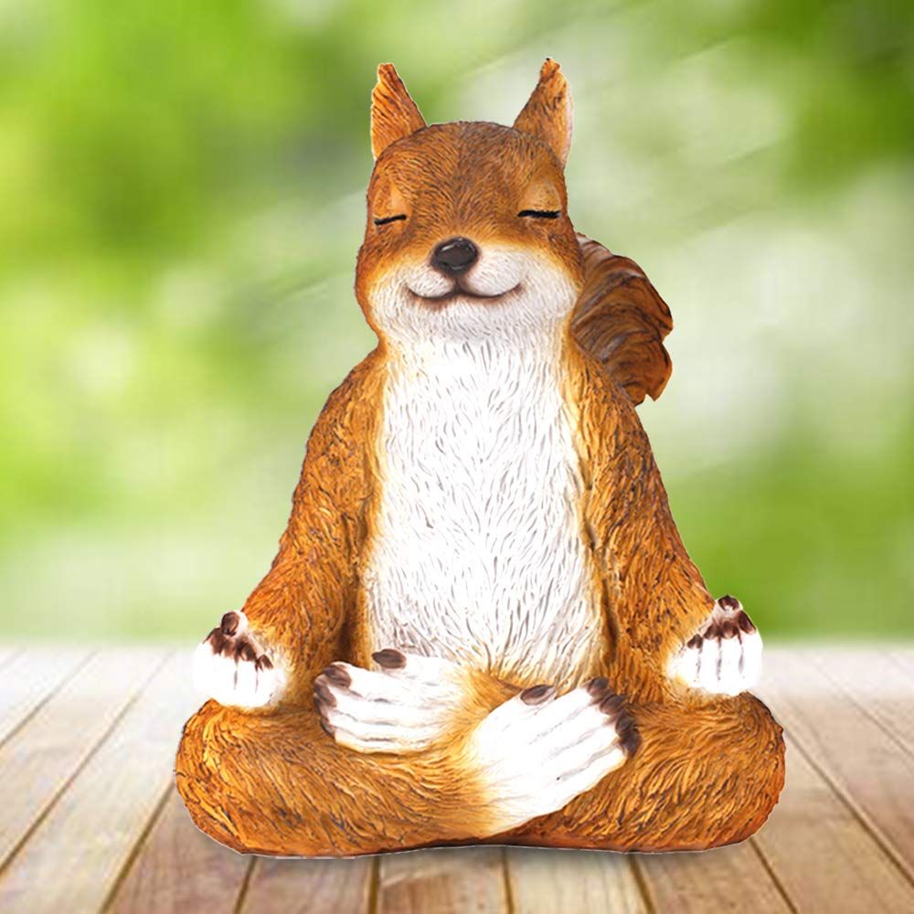 Meditating Zen Yoga Squirrel Garden Decorations Statues Indoor Outdoor Hand view 2