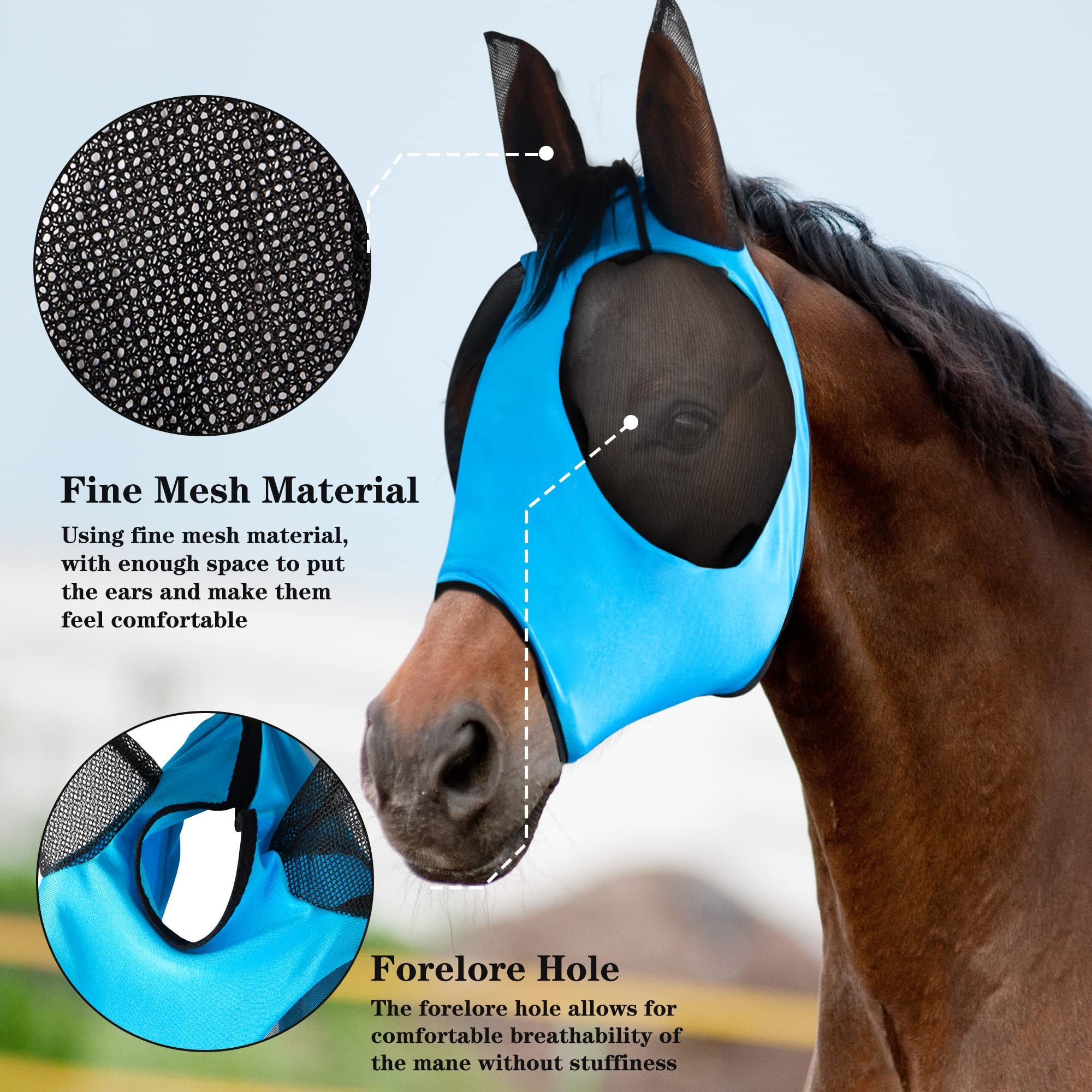 Horse Fly Mask Horse Supplies Fly Masks for Horses with Ears Soft Fine Mesh view 4