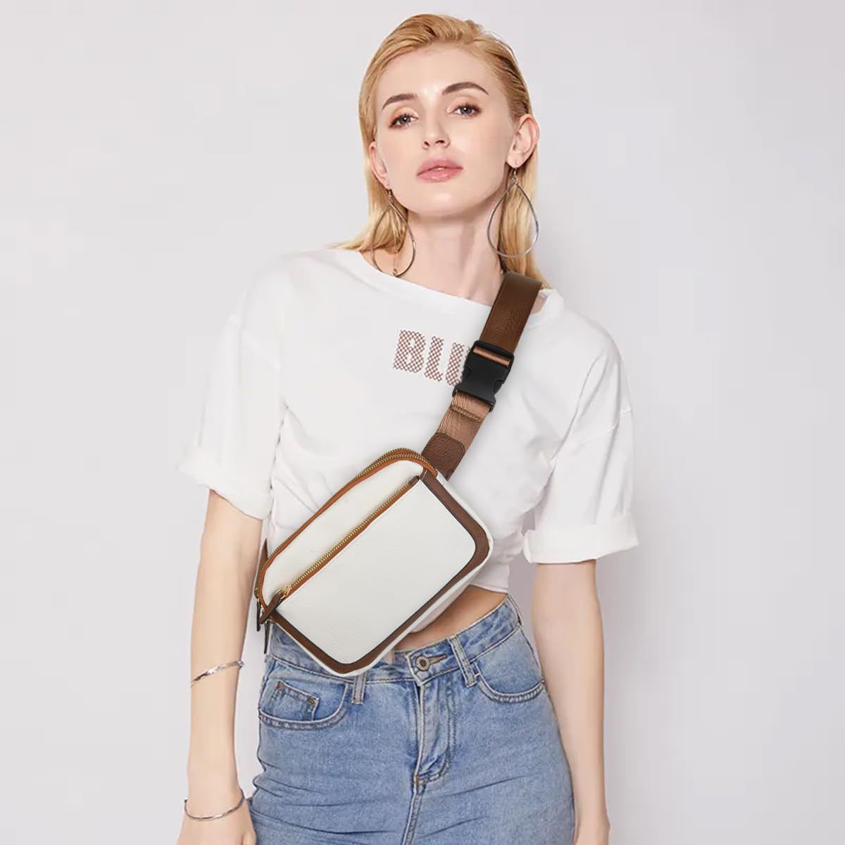 Belt Bag for Women,PU Leather for Women Crossbody Trendy Waist Bag with