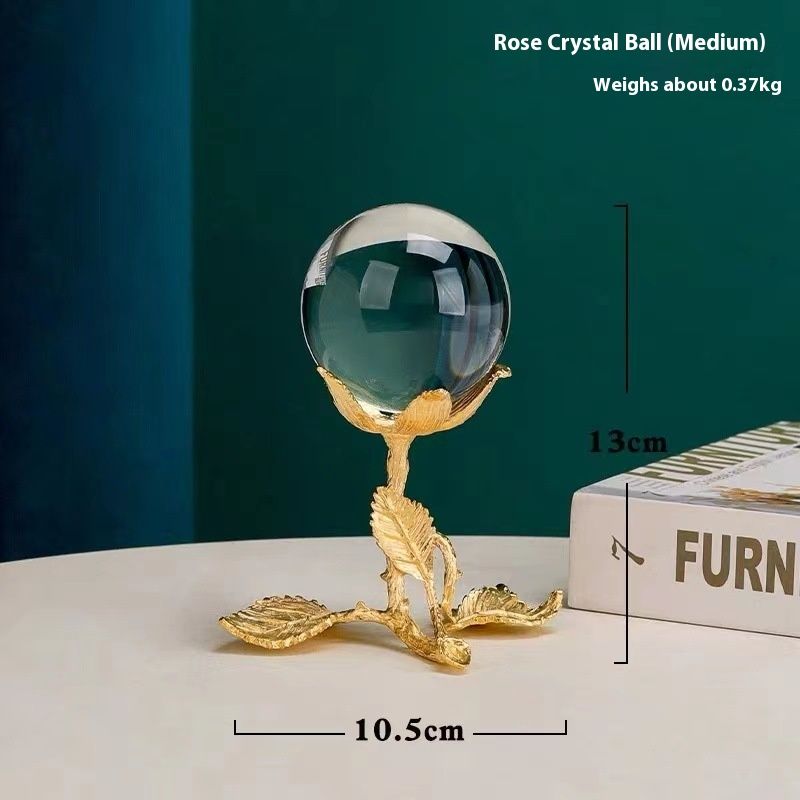 Crystal Ball with Gold Rose Stand view 4