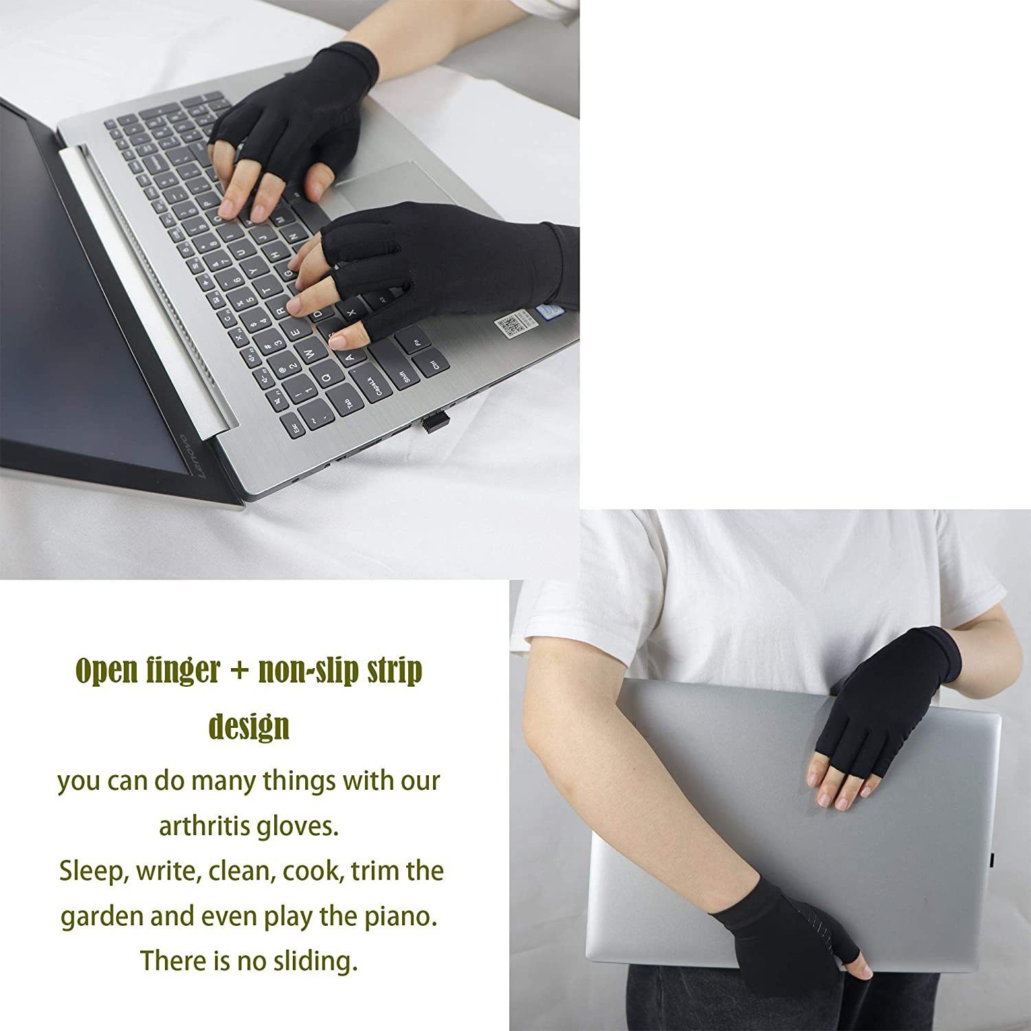 Gloves Women Men Relieve Hand Pain Swelling and Carpal Tunnel Fingerless for view 3