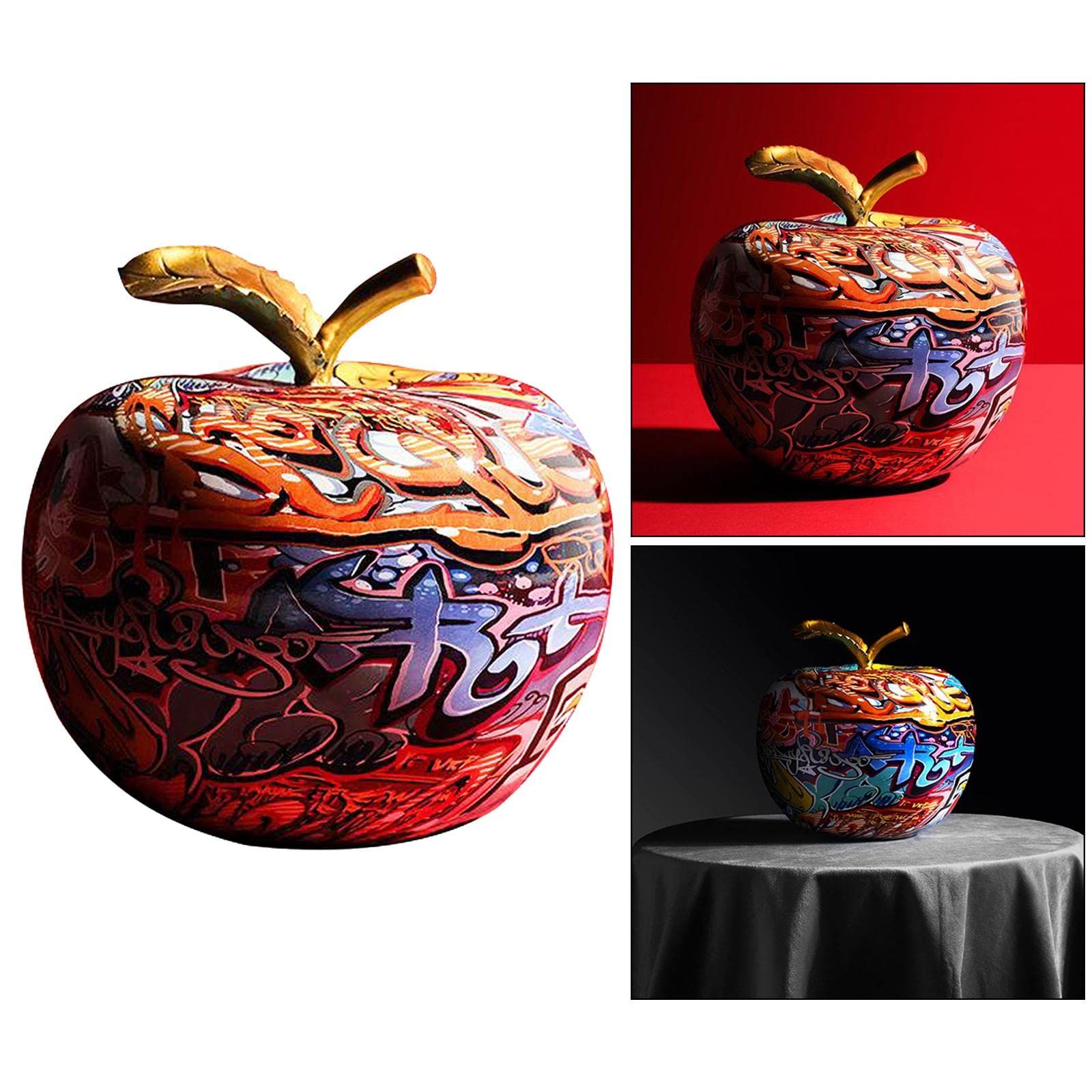 Modern Colourful Apple Resin Sculpture Creative Graffiti Simulation Apple Art view 2