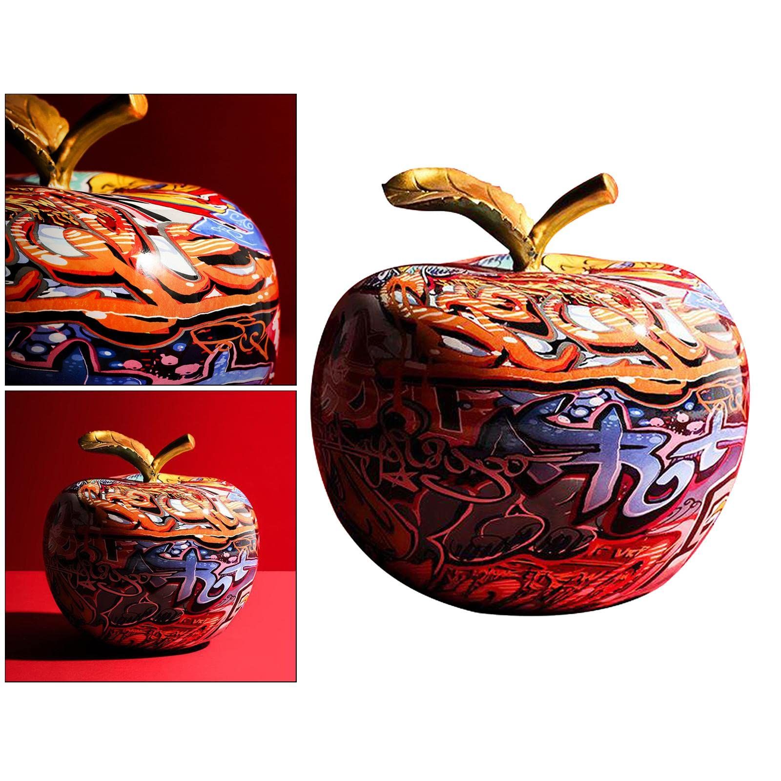 Modern Colourful Apple Resin Sculpture Creative Graffiti Simulation Apple Art view 3