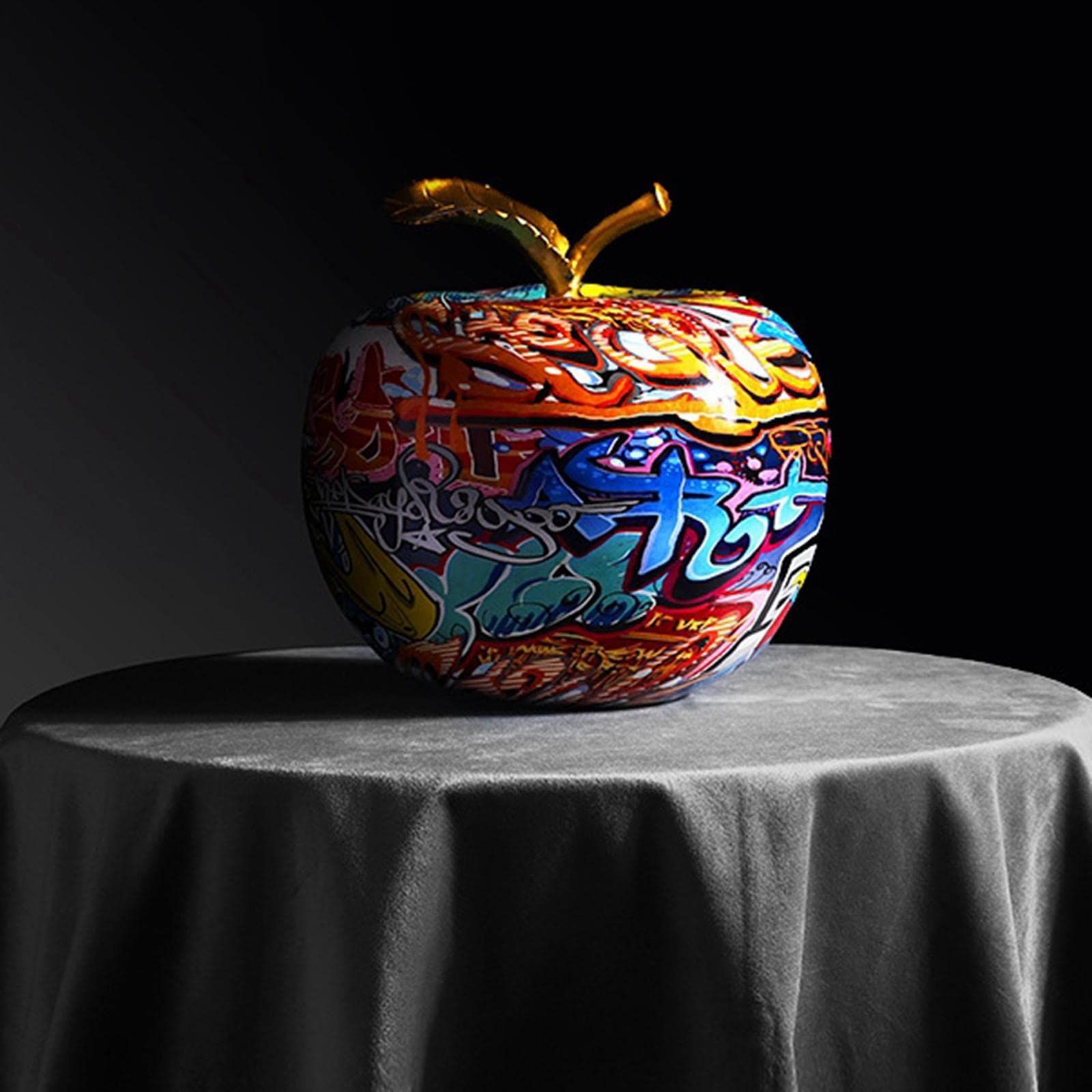 Modern Colourful Apple Resin Sculpture Creative Graffiti Simulation Apple Art view 4