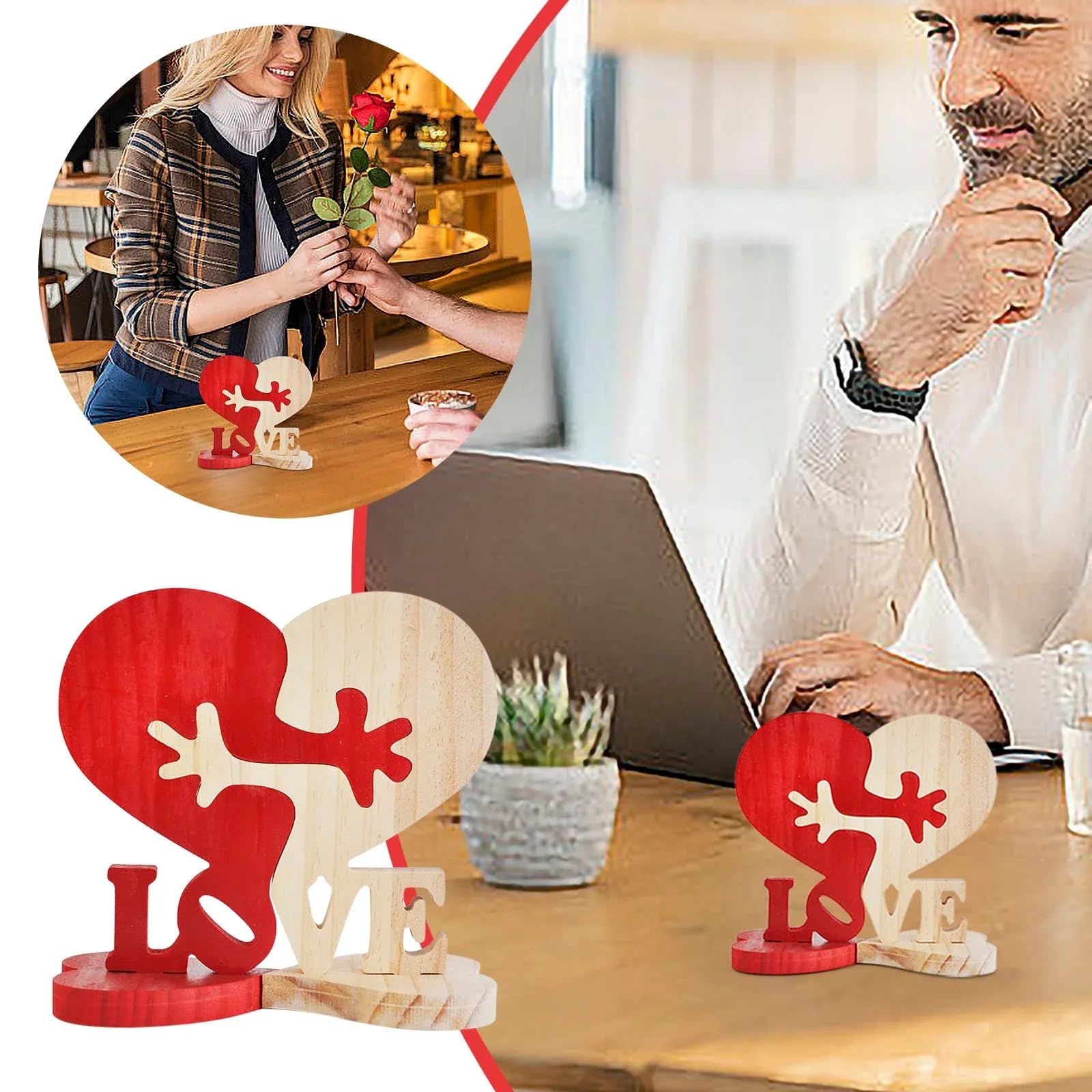 Wooden Love Hearts, Heart Stand Love, Personalized Valentines Day Gift view 4