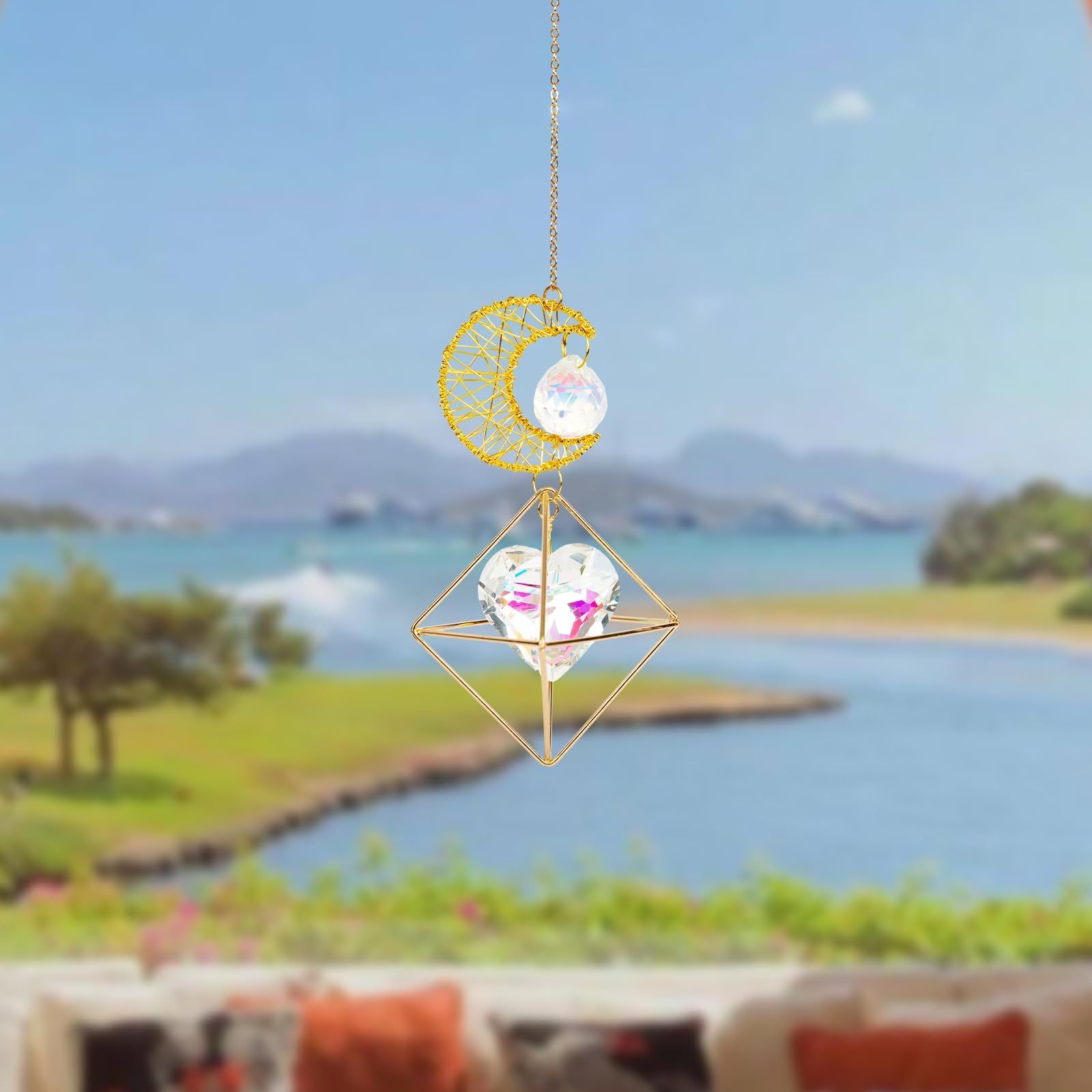 Crystal Suncatcher Sun Catcher Window Hanging Rainbow Maker with Geometric view 2