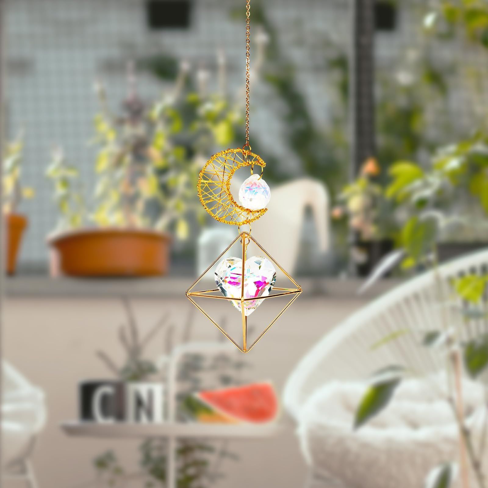 Crystal Suncatcher Sun Catcher Window Hanging Rainbow Maker with Geometric view 3