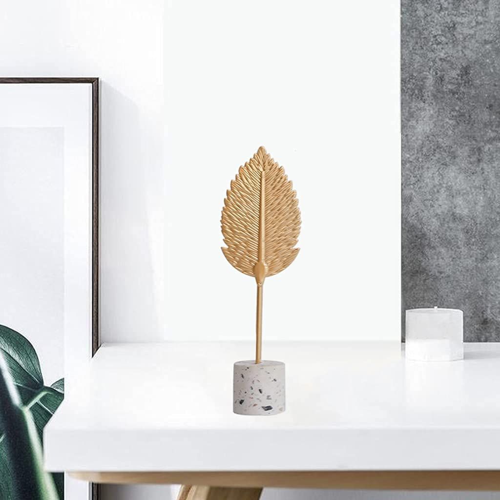 Metal Leaf Statue Iron Art Sculpture Desktop Ornaments Leaf Sculpture for Home