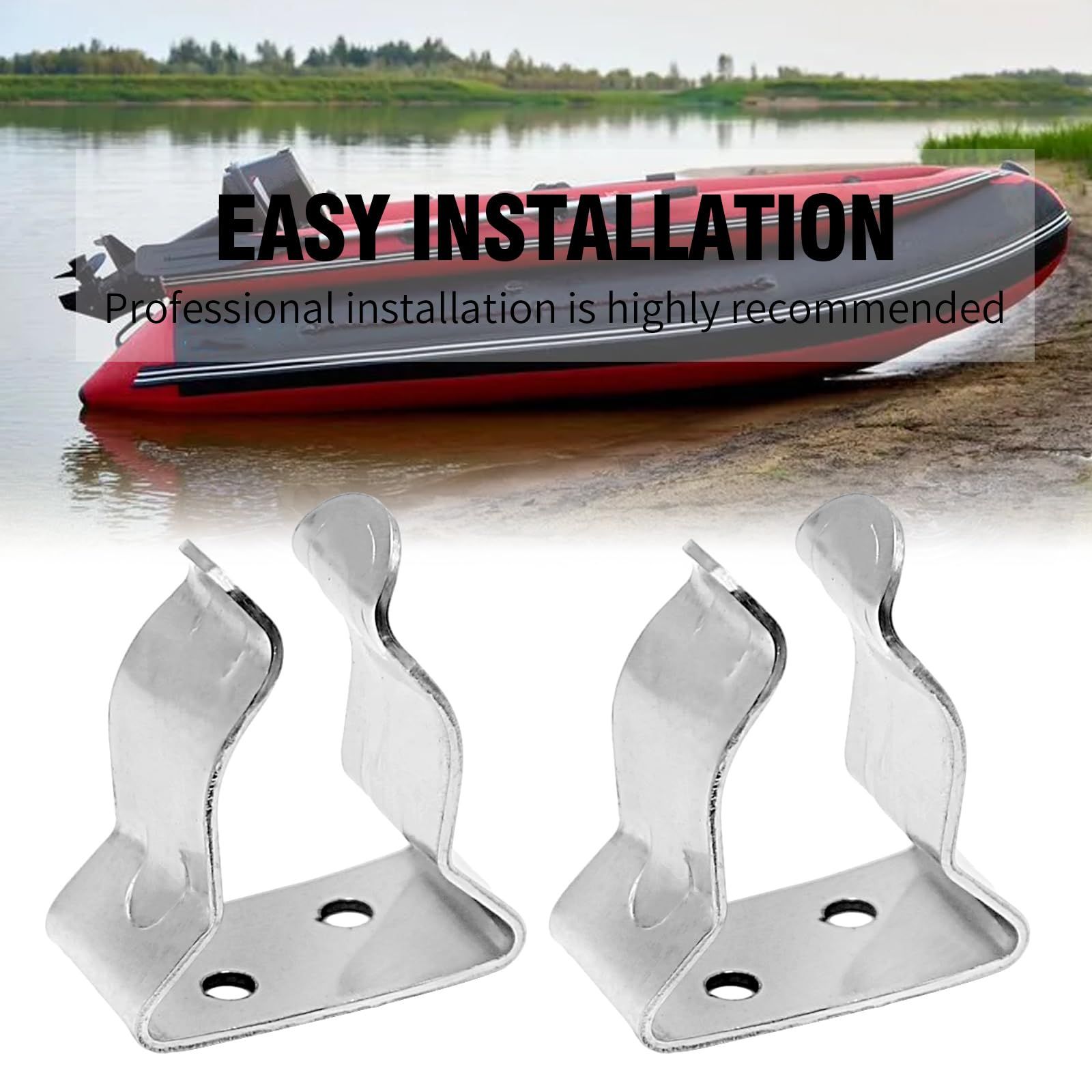 2Pcs Stainless Steel Boat Hook Spring Clamp Holder Spring Clip Silver Bracket view 4
