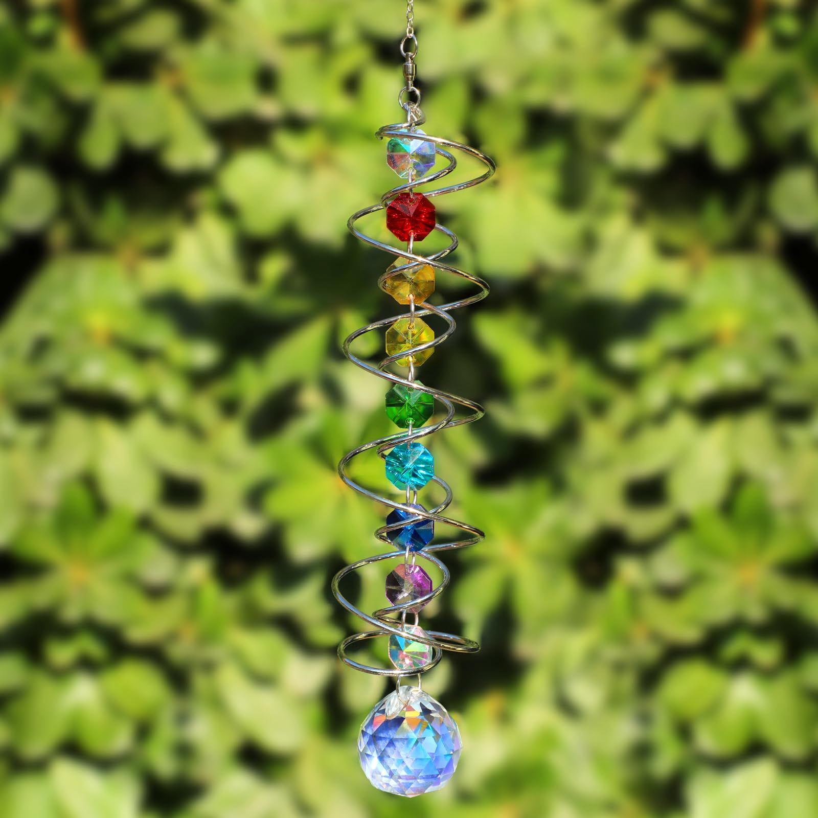 Suncatcher Wind Spinner Gazing Ball Spiral Tail view 2