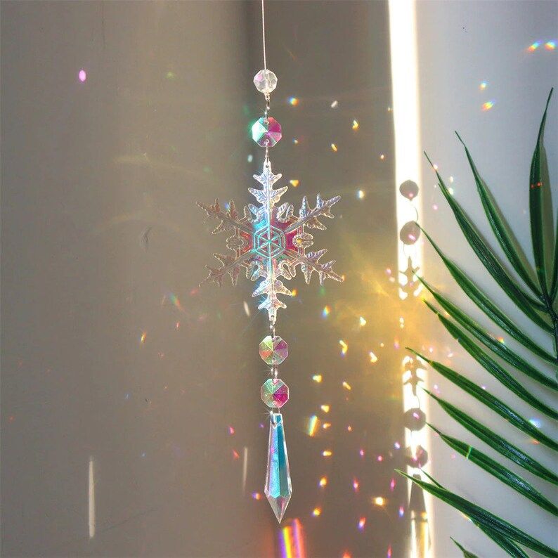 Christmas Ornaments Snowflake Crystal Suncatcher Icicle Hanging Window view 4