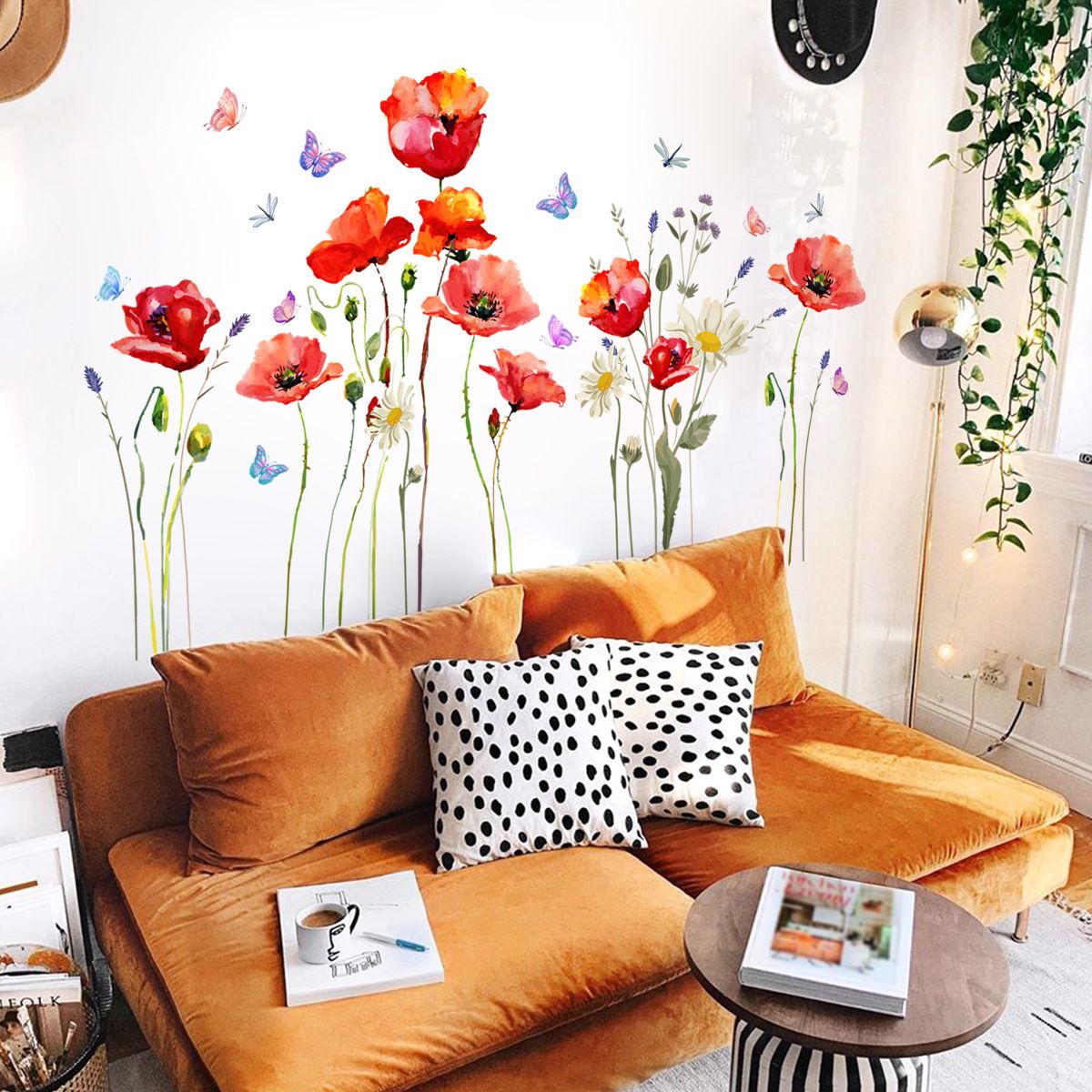 Colorful Wall Decals Vinyl Butterfly Flowers Wall Stickers Removable Floral view 3