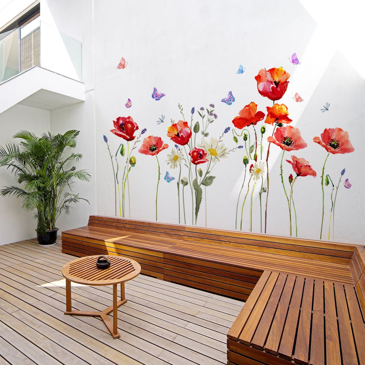 Colorful Wall Decals Vinyl Butterfly Flowers Wall Stickers Removable Floral view 4