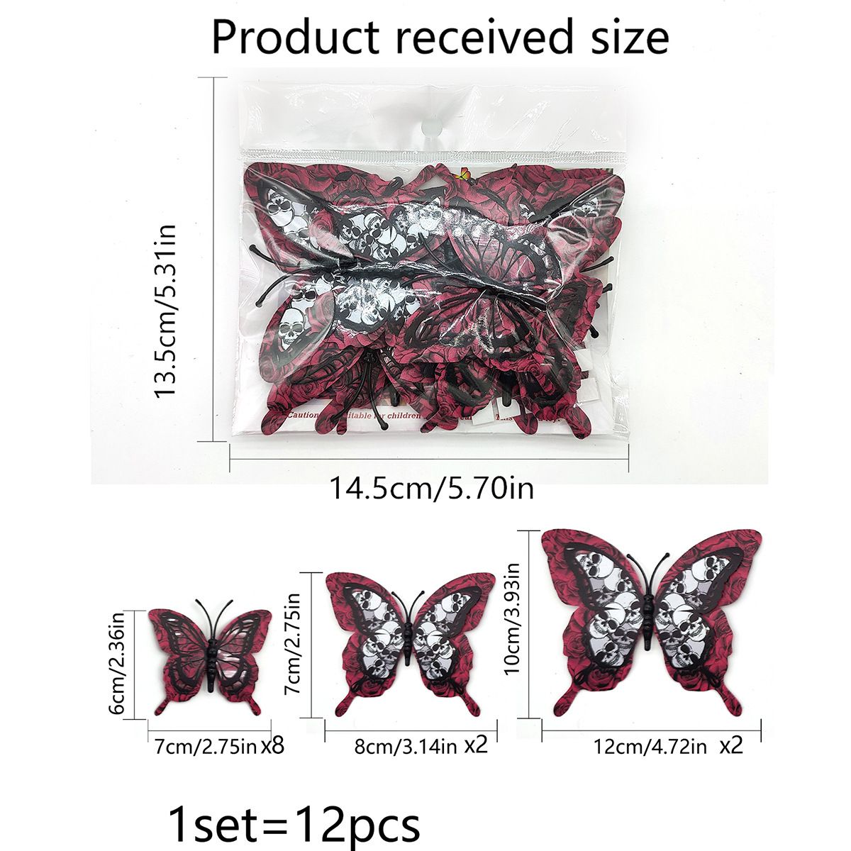 Halloween 3D Skeleton Butterfly Wall Stickers Living Room Decorations Indoor view 4