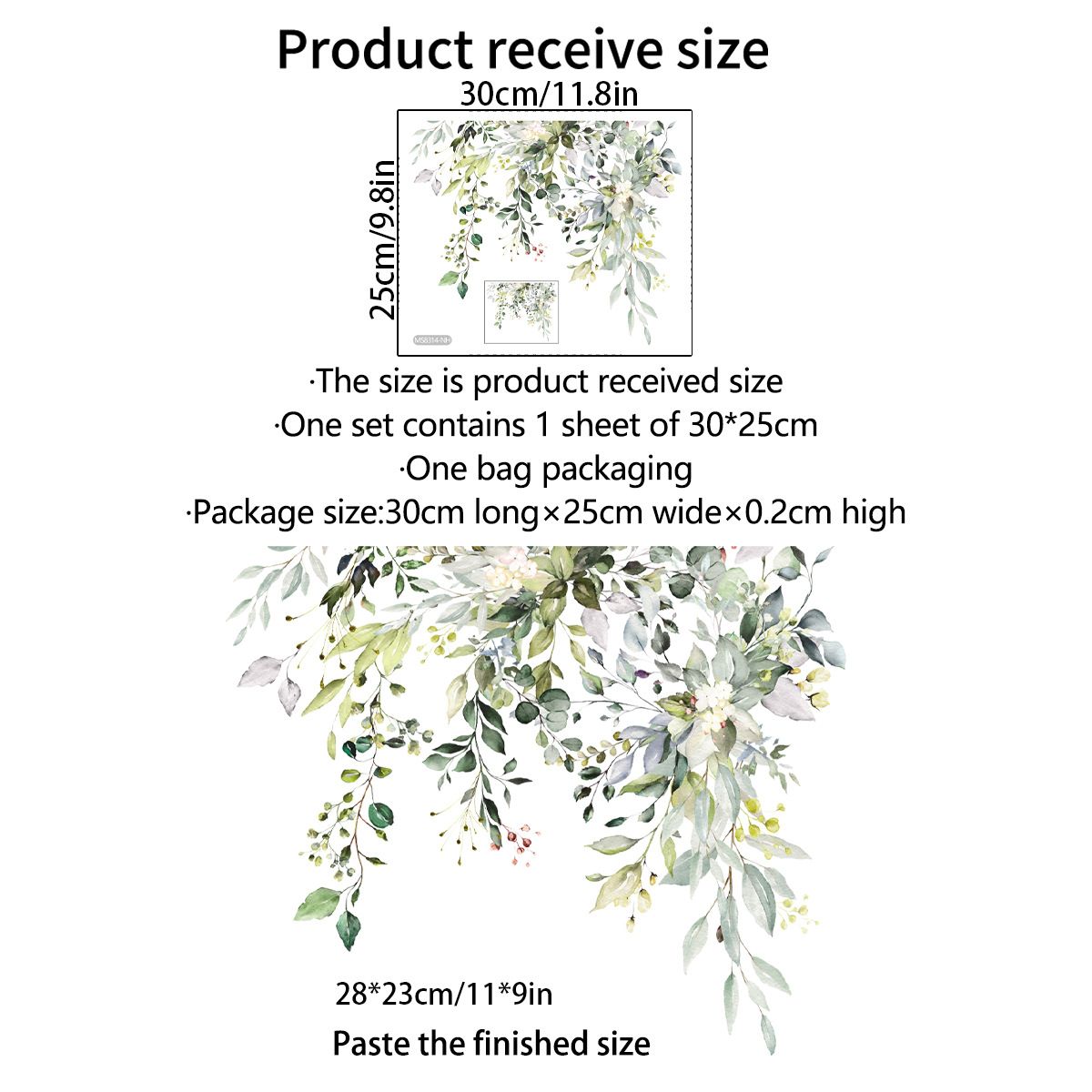 Green Plant Leaves Flowers Toilet Stickers Self-Adhesive Toilet Lid Stickers view 3