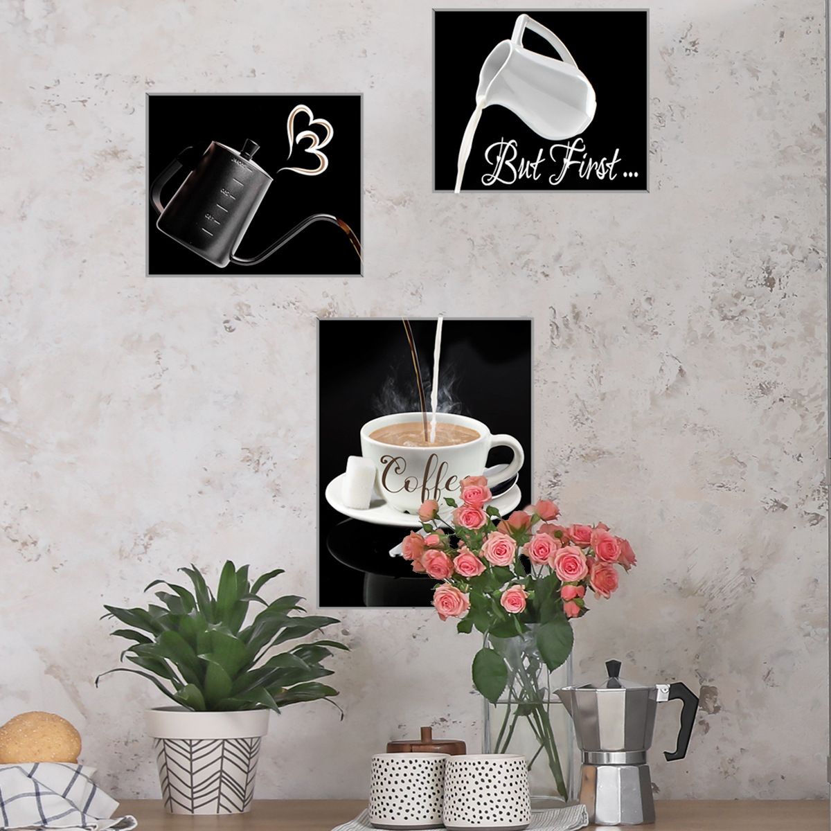 Coffee Bar Kitchen Wall Decor - But First Coffee Bar Sign Kitchen Frames Art view 2