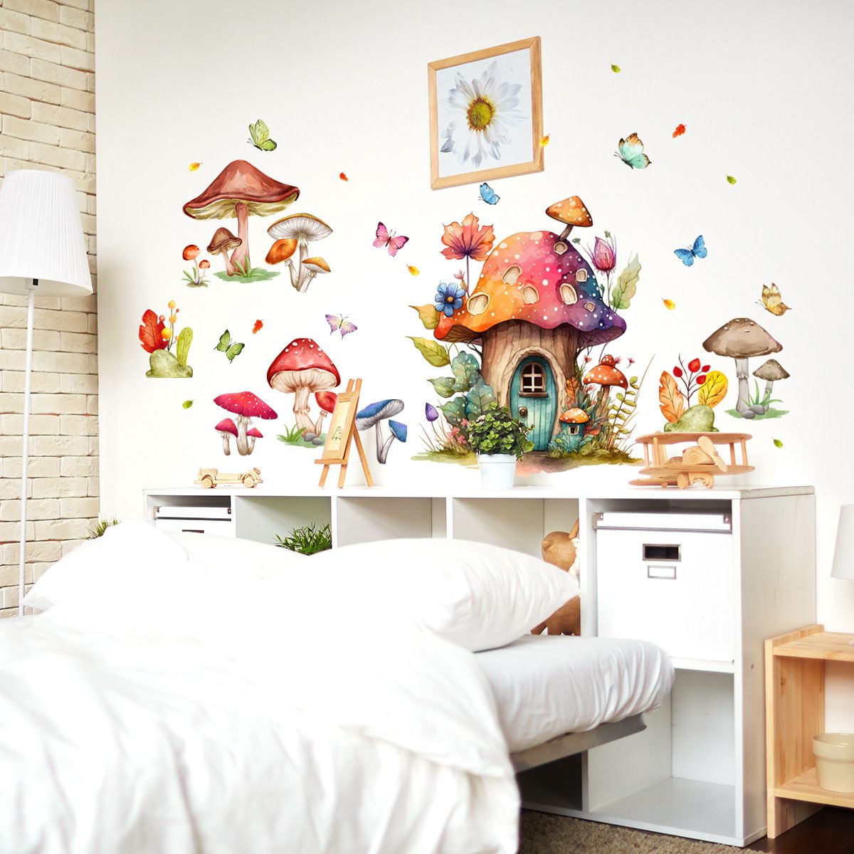 Fairytale Butterfly Mushroom Wall Stickers Girls Bedroom Living Room Kitchen view 4