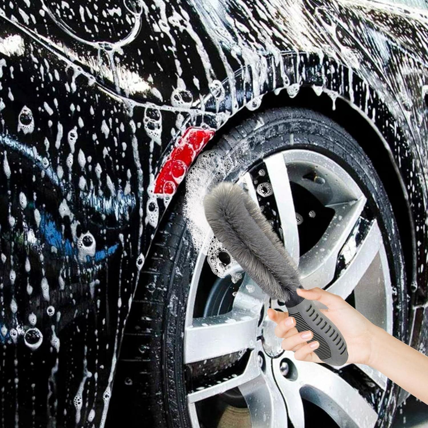 Car Wheel Cleaning Brush Tire Rim Scrub Brush Cleaner Tire Auto Truck view 3