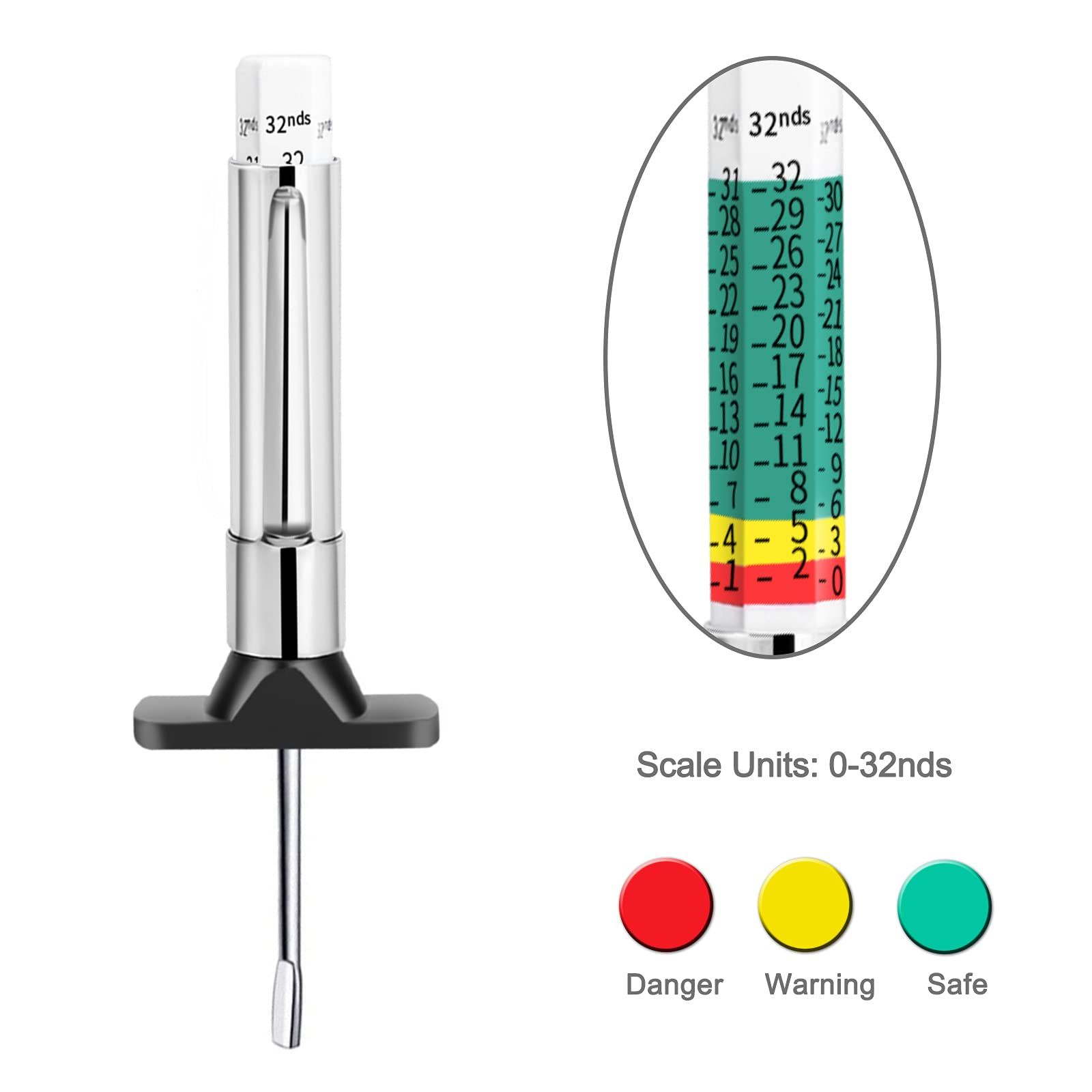 Car Tire Tread Depth Gauge Truck Tire Depth Gauge with Six-Sided Smart Color Coded view 2