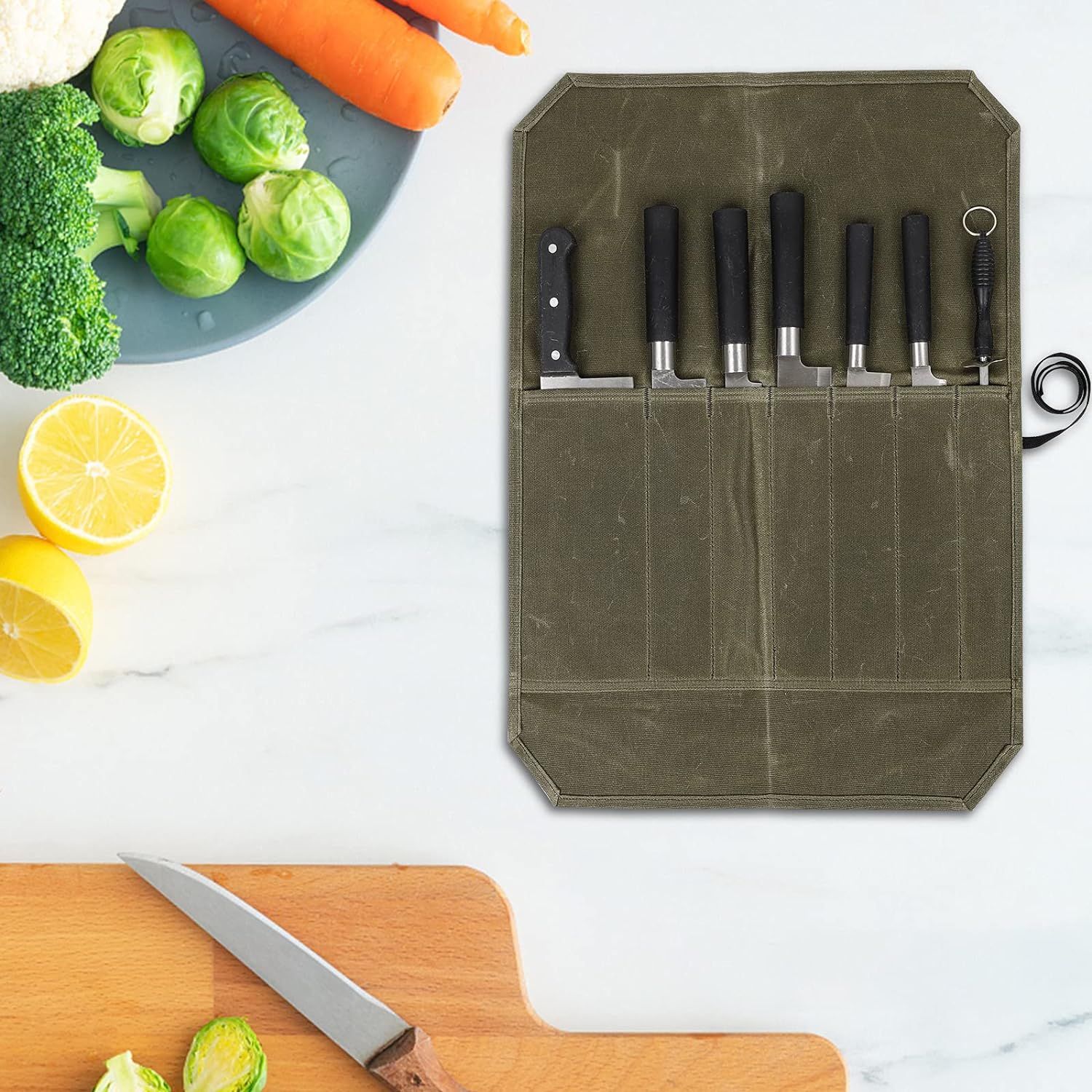 Knife Roll,Chef Knife Roll BagPortable Knife Wrap,Kitchen Knife Storage view 3