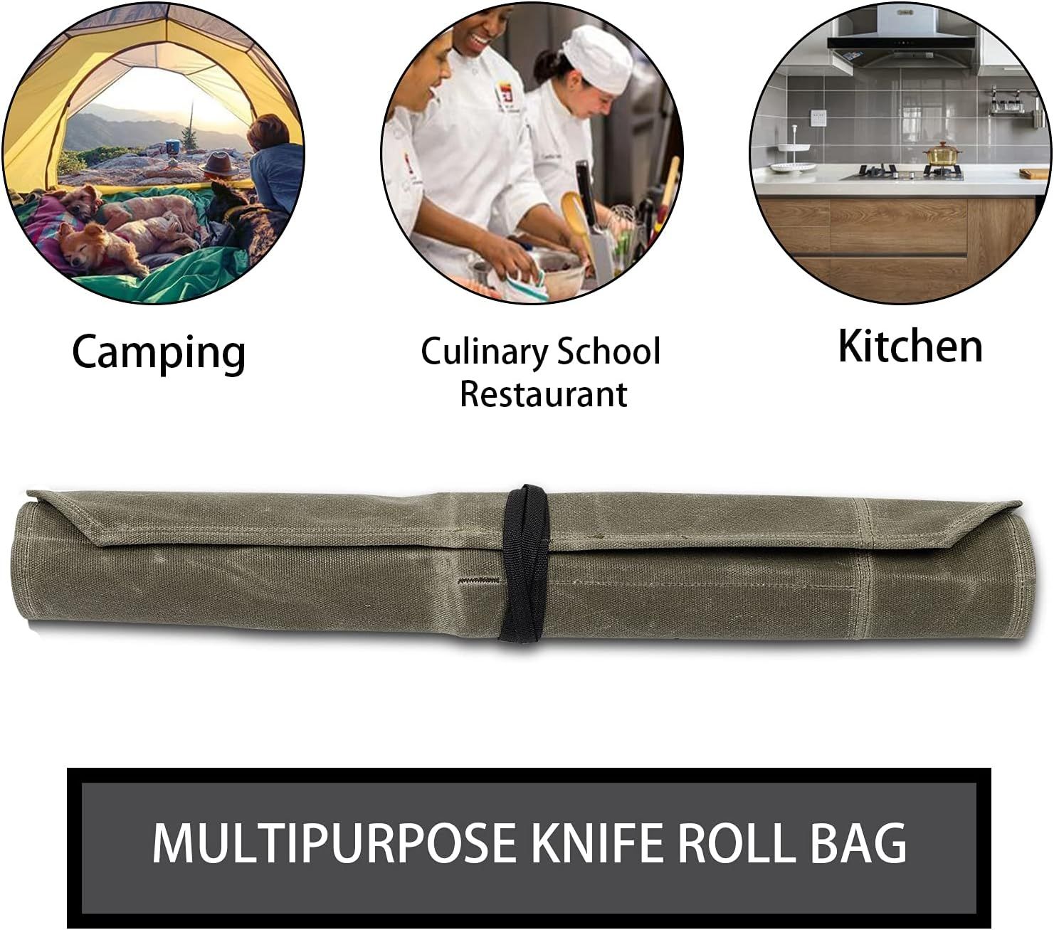 Knife Roll,Chef Knife Roll BagPortable Knife Wrap,Kitchen Knife Storage view 4
