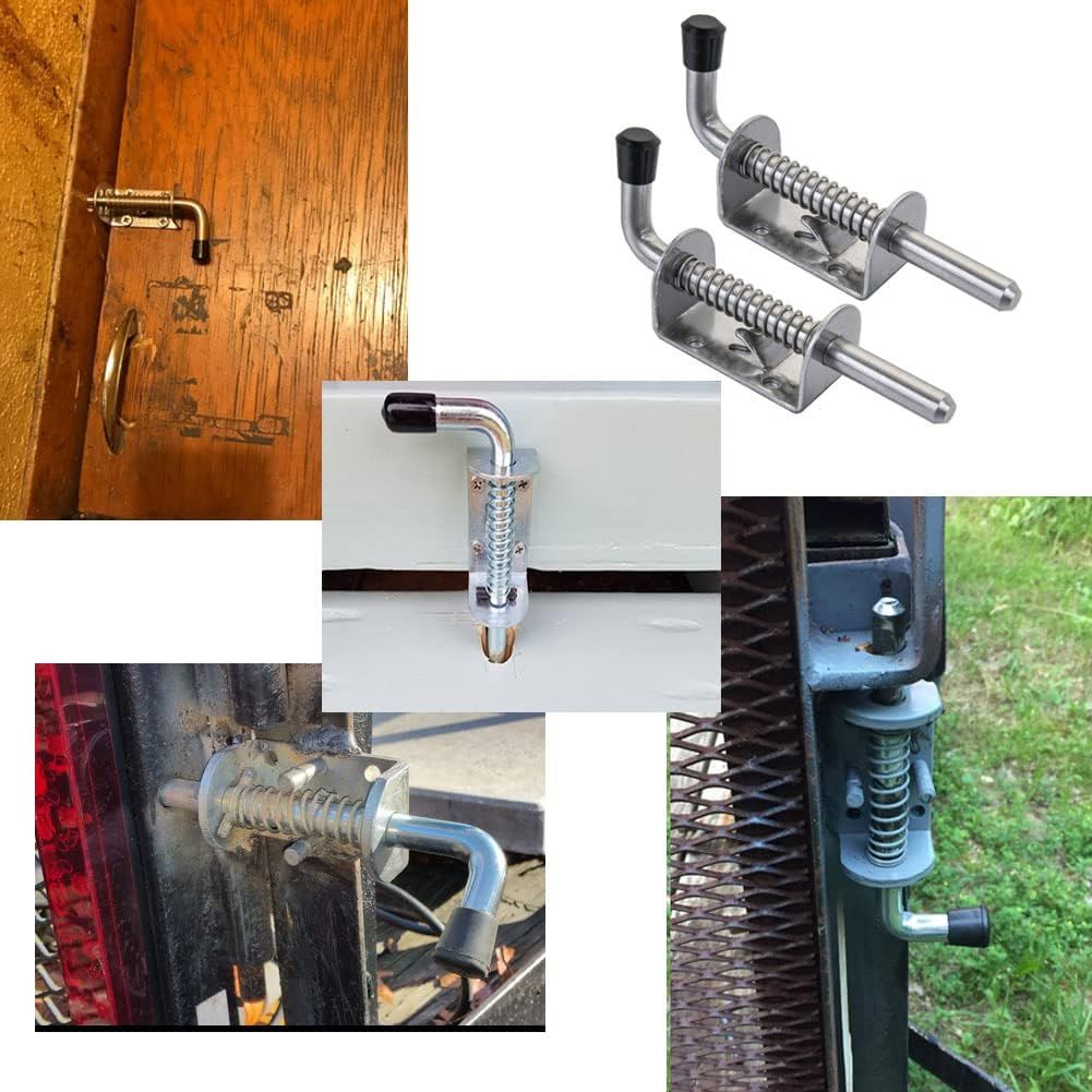 Spring Loaded Latch Pin,Stainless Steel Barrel Bolt Thickened Door Lock, 5